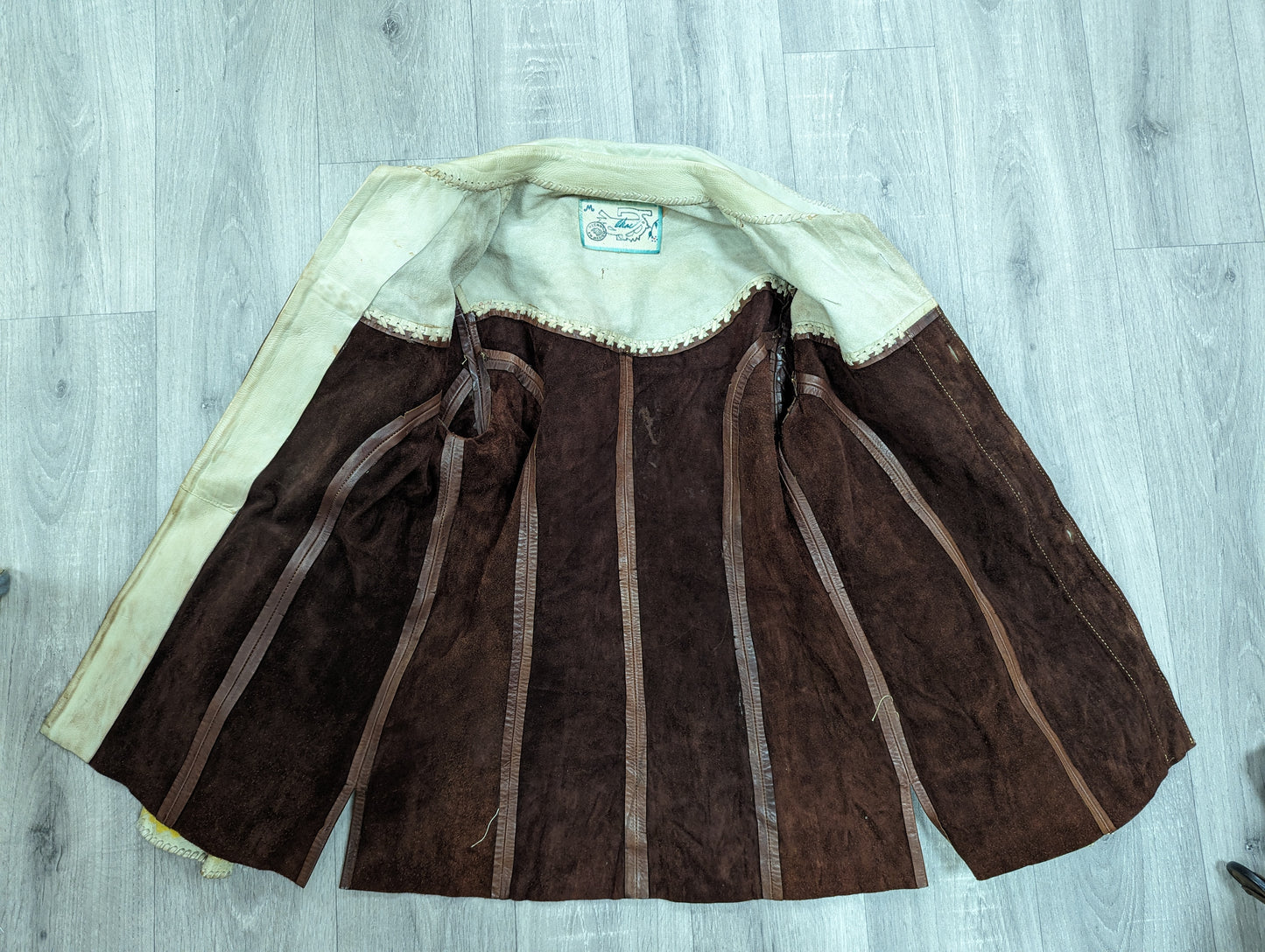 Rare 1970s Char hand painted Mexican leather shirt