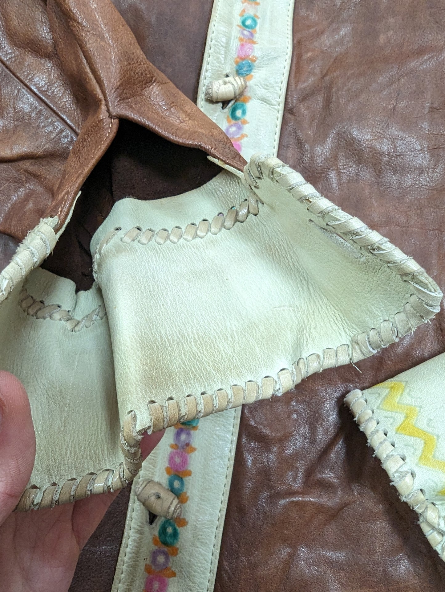 Rare 1970s Char hand painted Mexican leather shirt