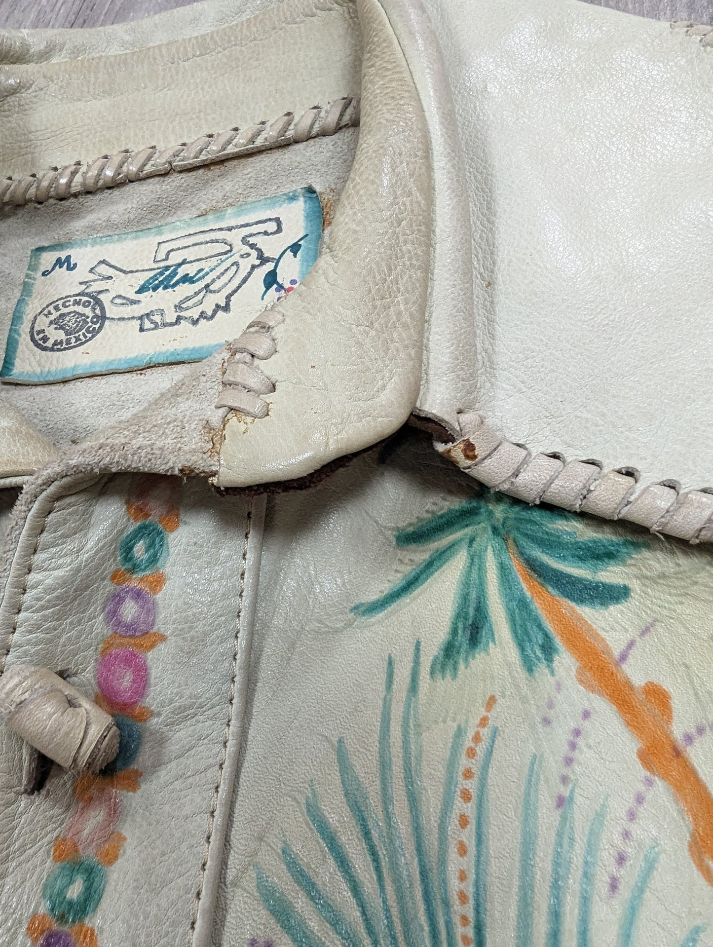 Rare 1970s Char hand painted Mexican leather shirt