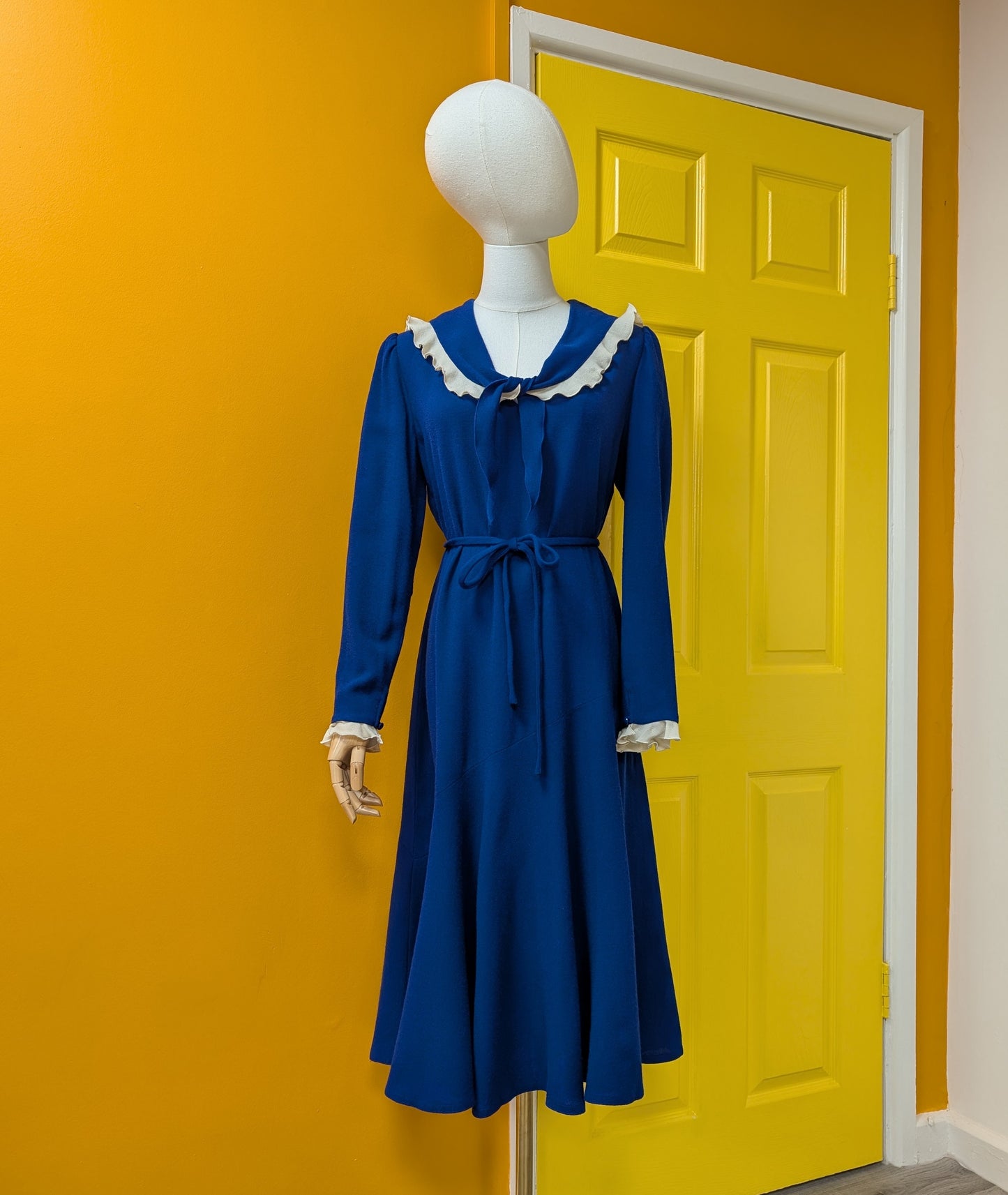 70s/80s Peter Barron blue pure wool dress - 12