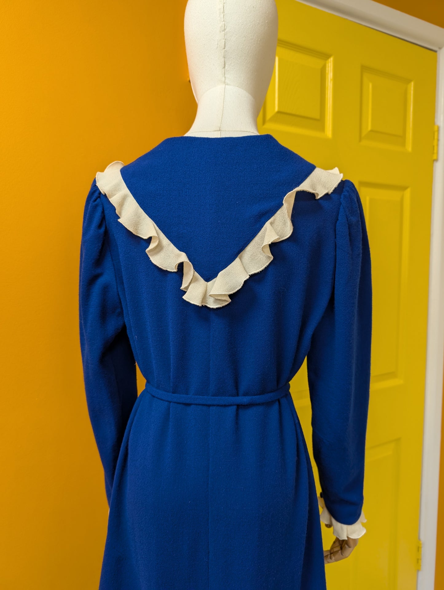 70s/80s Peter Barron blue pure wool dress - 12