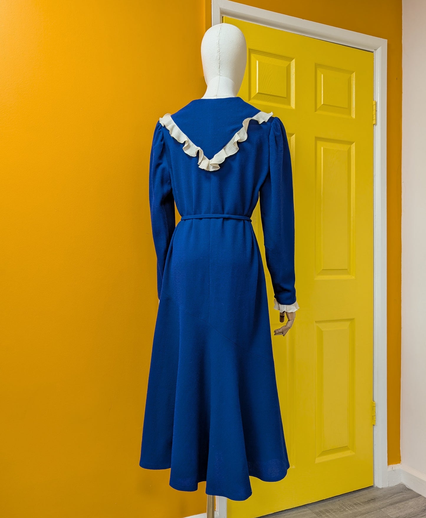 70s/80s Peter Barron blue pure wool dress - 12