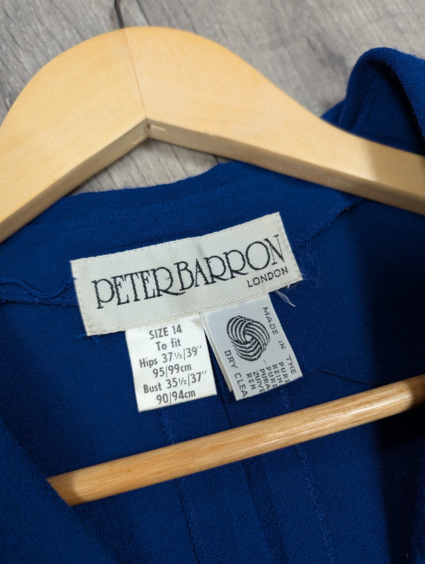 70s/80s Peter Barron blue pure wool dress - 12