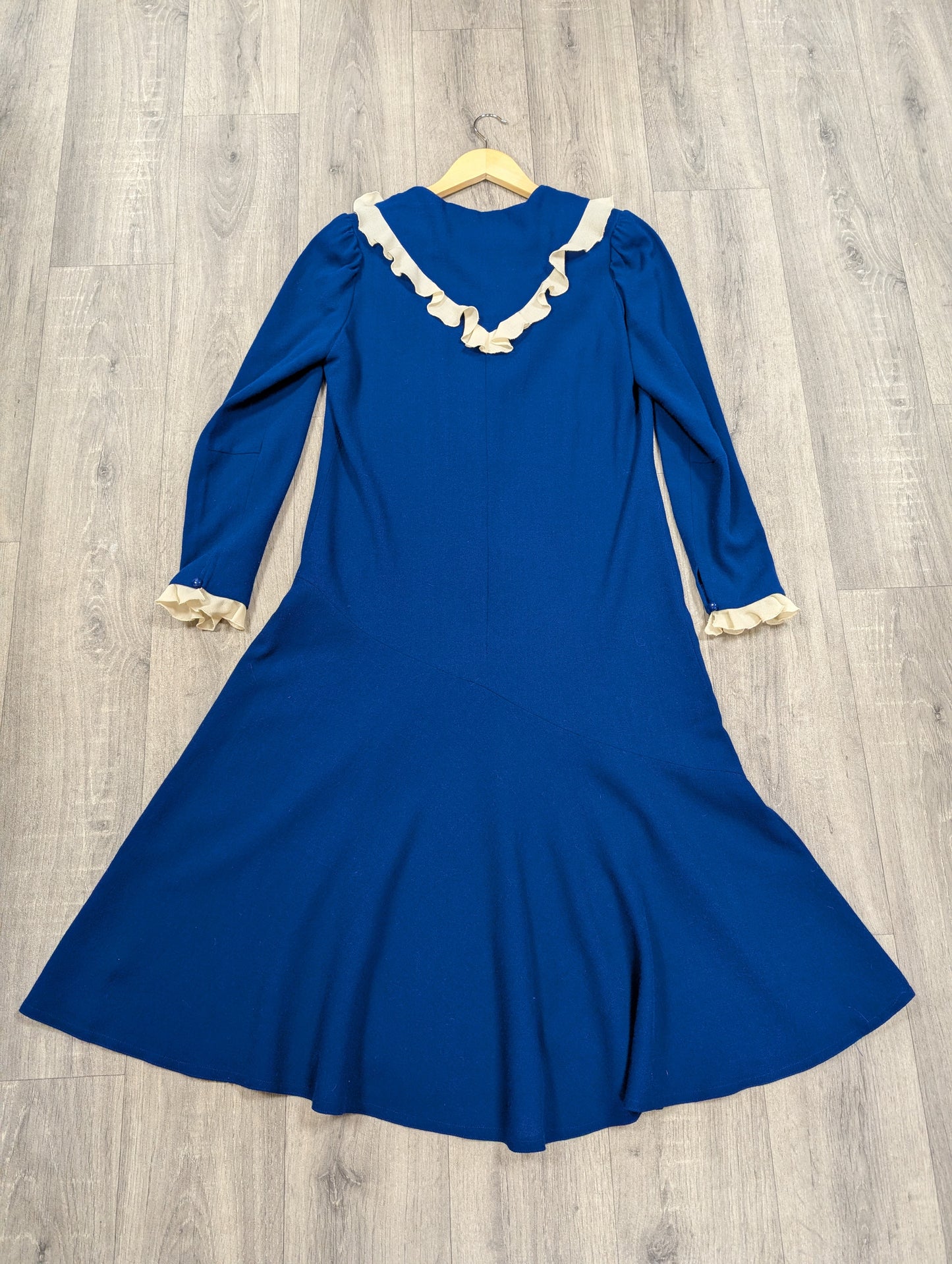 70s/80s Peter Barron blue pure wool dress - 12