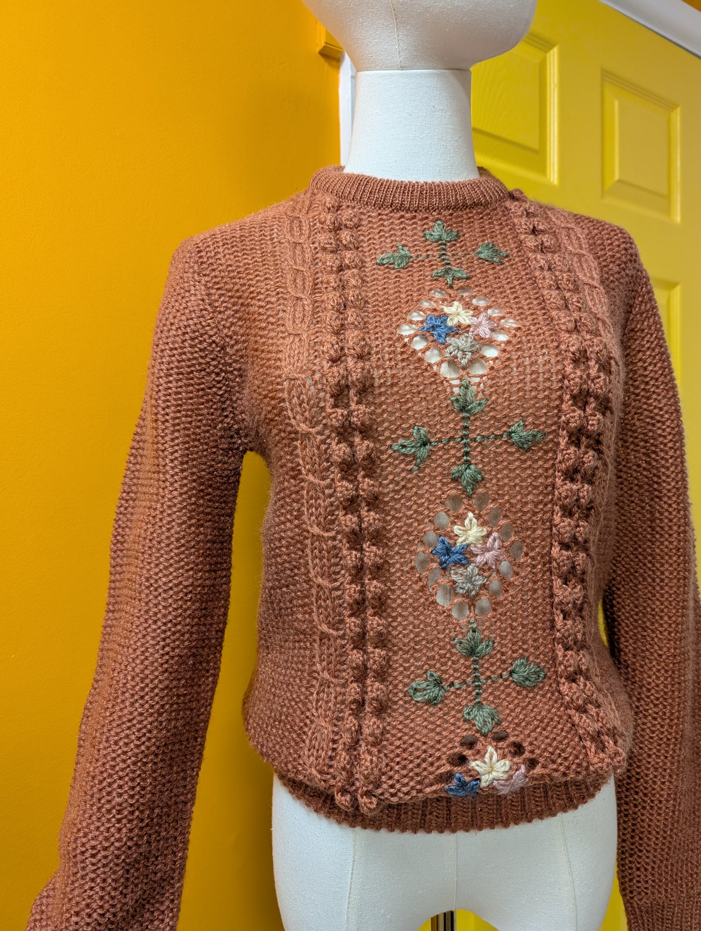 1980s Honeysuckle acrylic jumper - XS/S