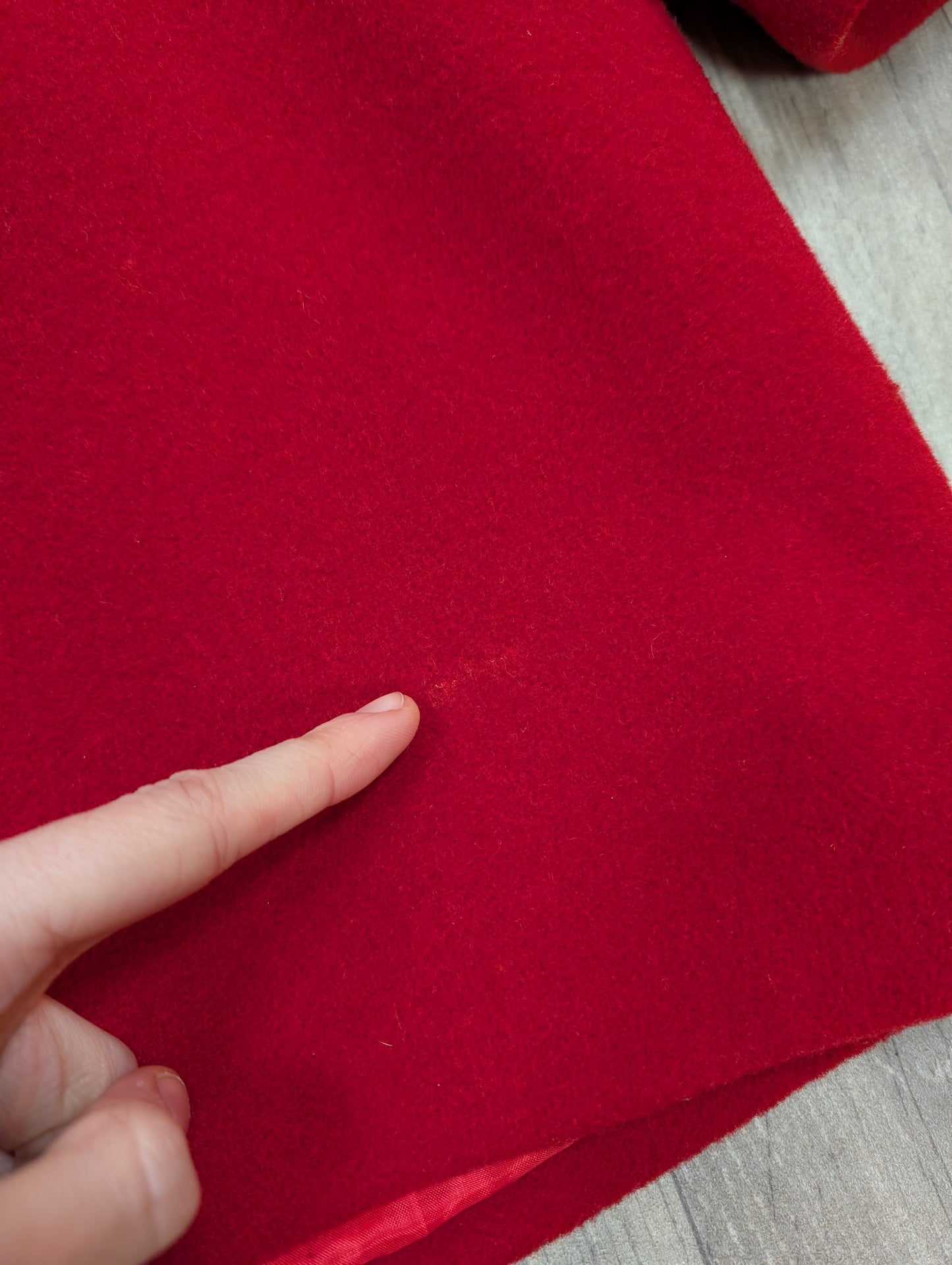 Deadstock 1980s David Barry red wool and cashmere coat - XL