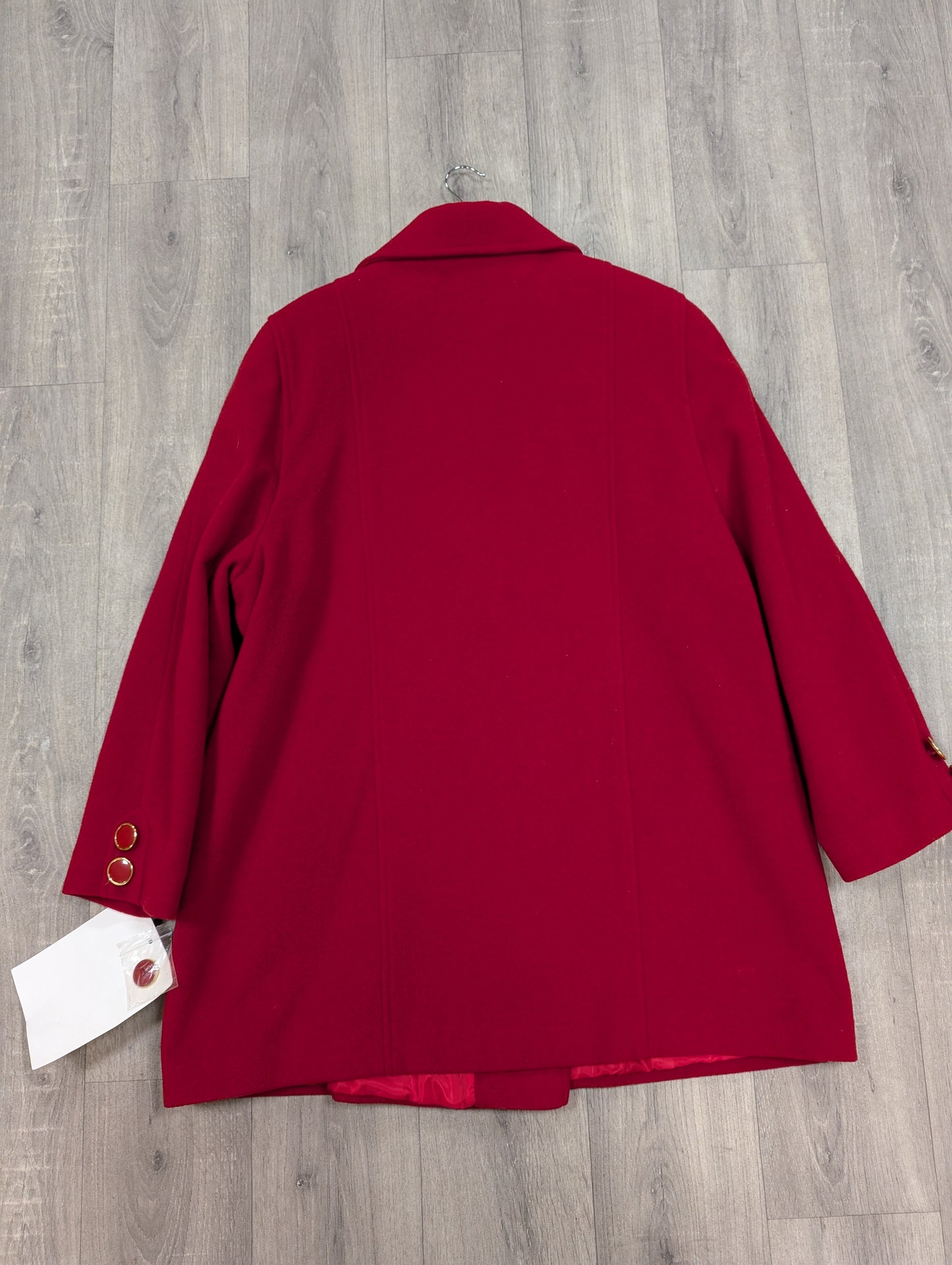 Deadstock 1980s David Barry red wool and cashmere coat - XL