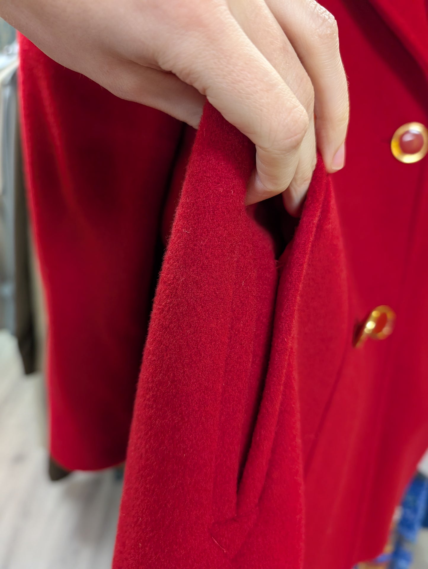 Deadstock 1980s David Barry red wool and cashmere coat - XL