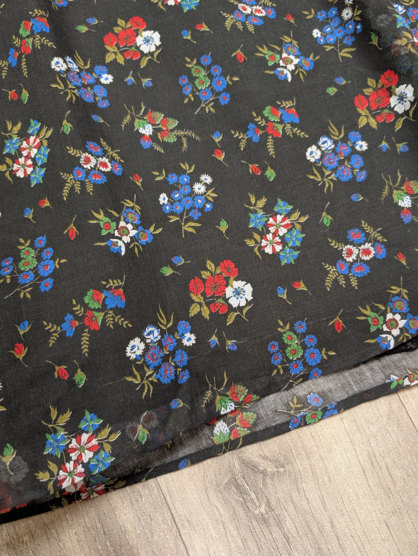 1970s Kati at Laura Phillips black floral dress - Size 10
