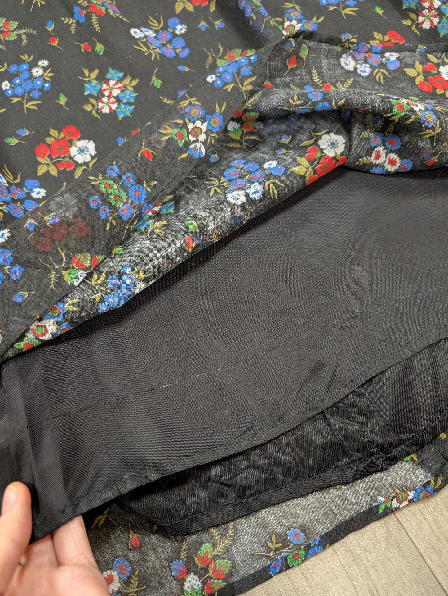 1970s Kati at Laura Phillips black floral dress - Size 10