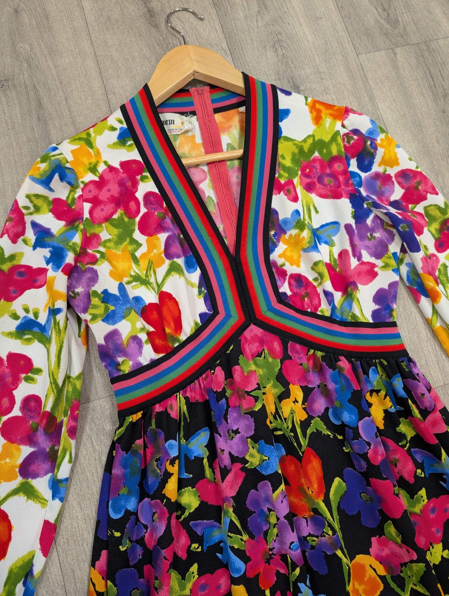 Gorgeous 1970s Goldworm colourful floral maxi dress