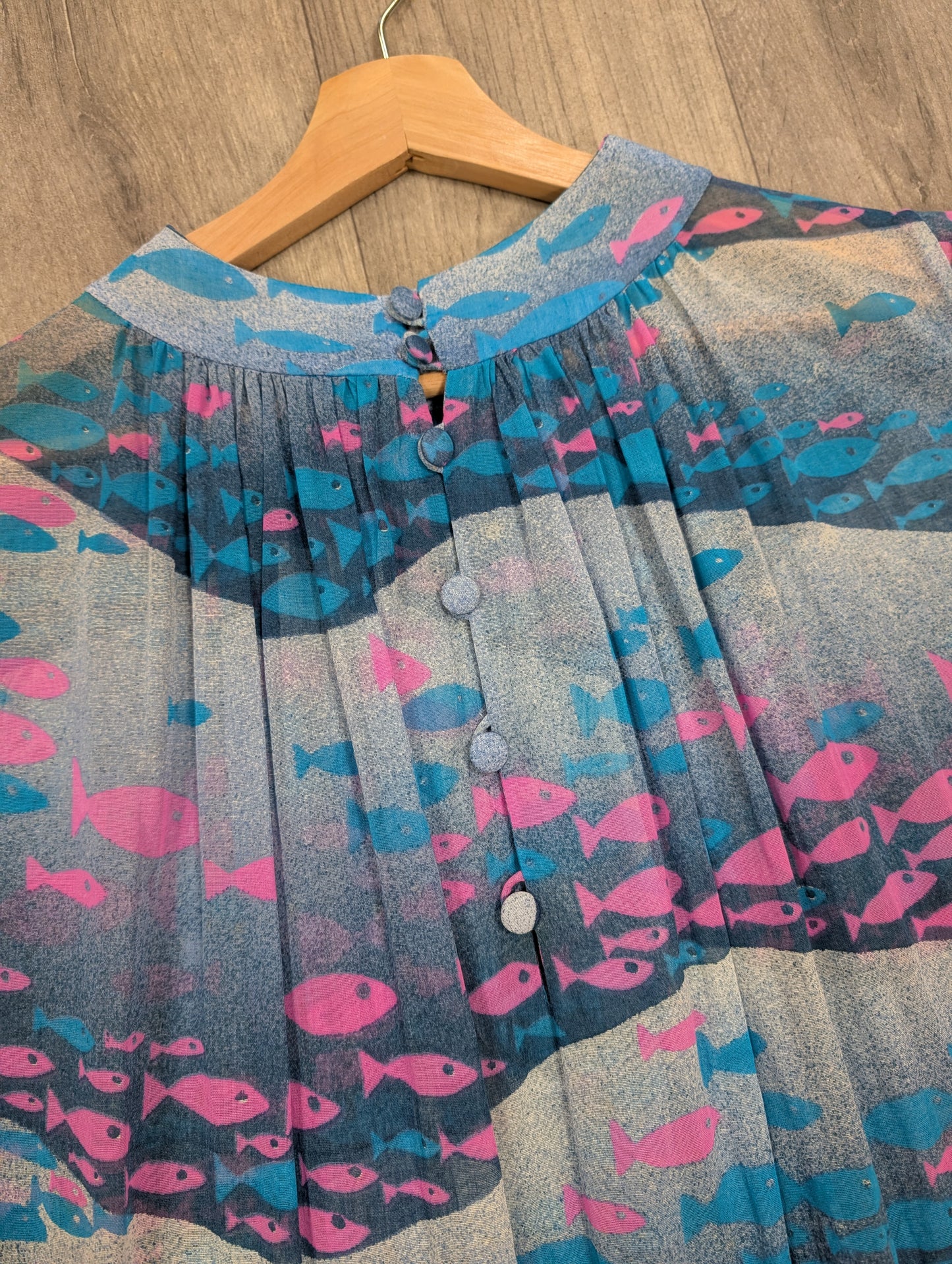 Epic 60s/70s Oriane Capri fish print sheer beach dress