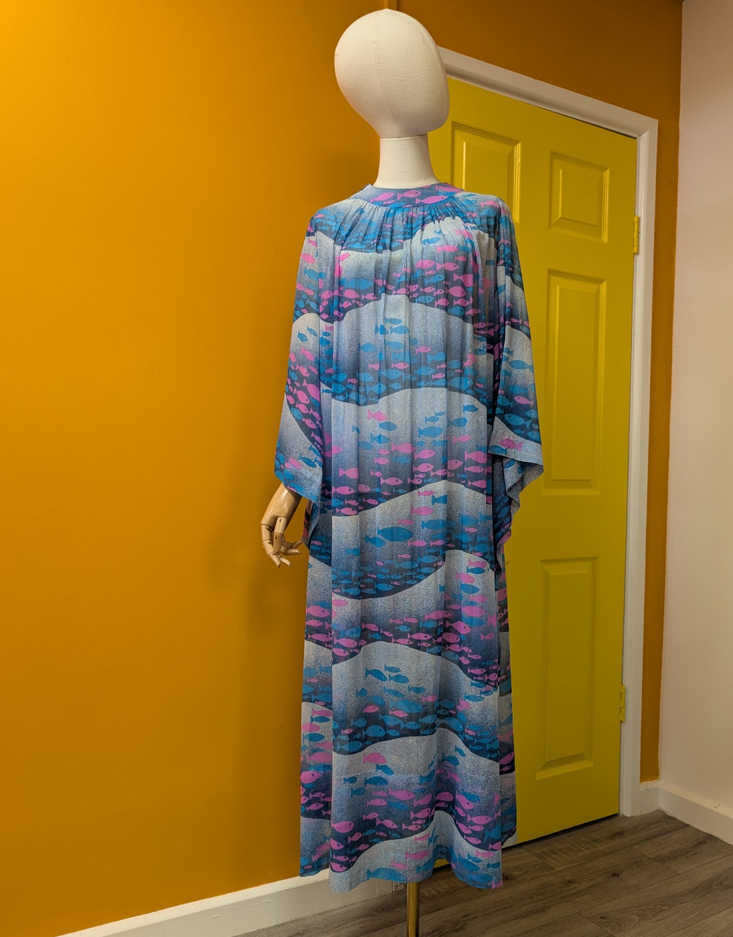 Epic 60s/70s Oriane Capri fish print sheer beach dress