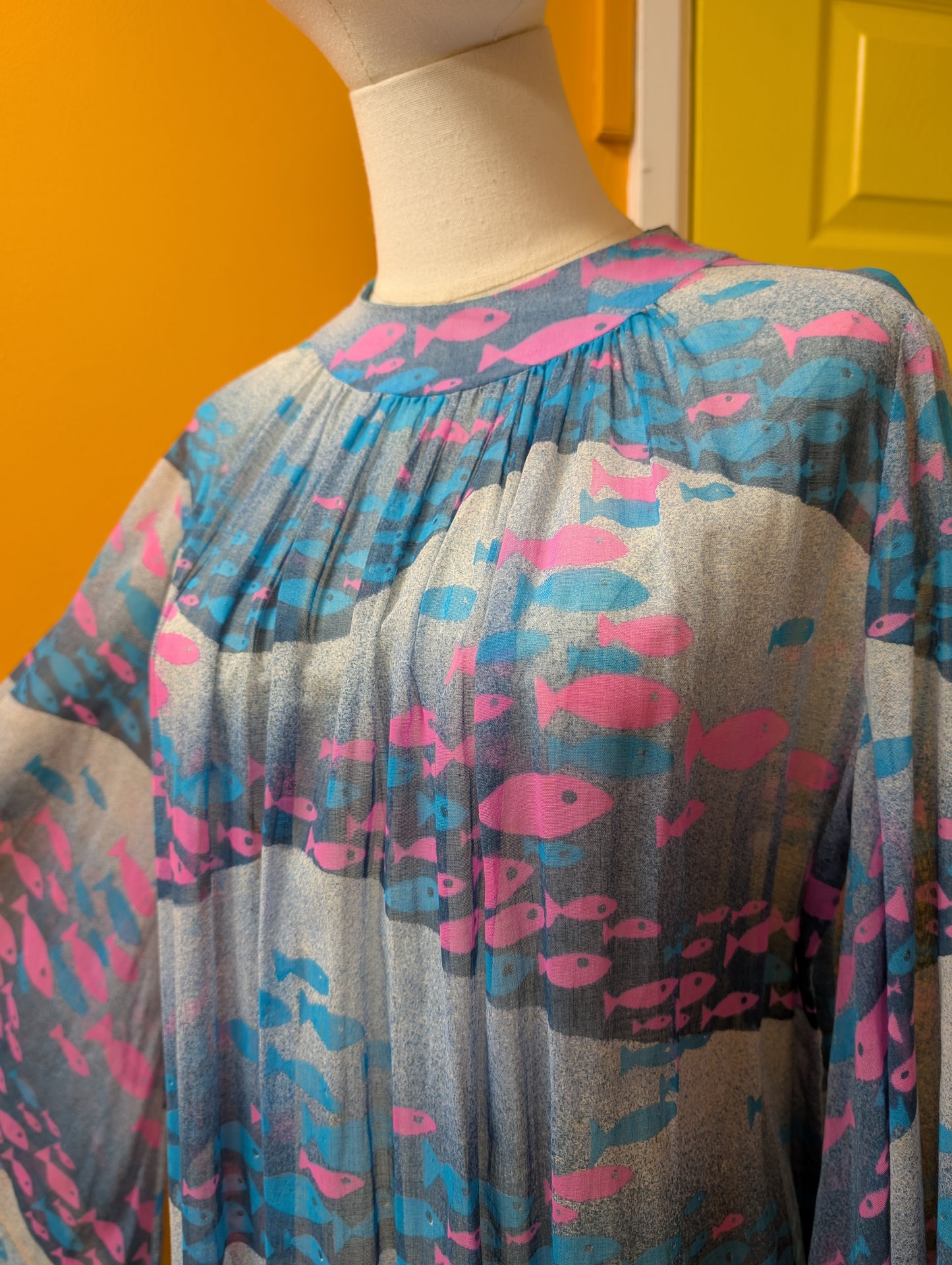 Epic 60s/70s Oriane Capri fish print sheer beach dress