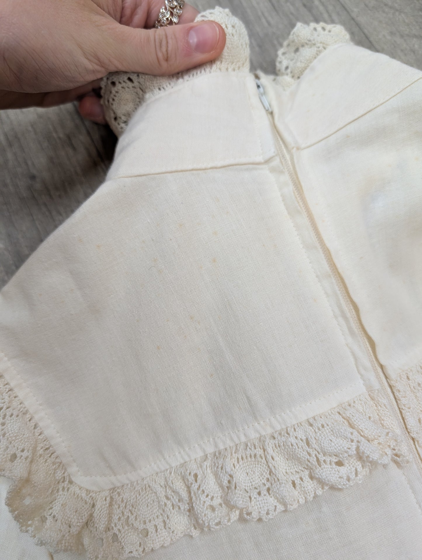 1970s cotton and lace prairie dress - Size 8