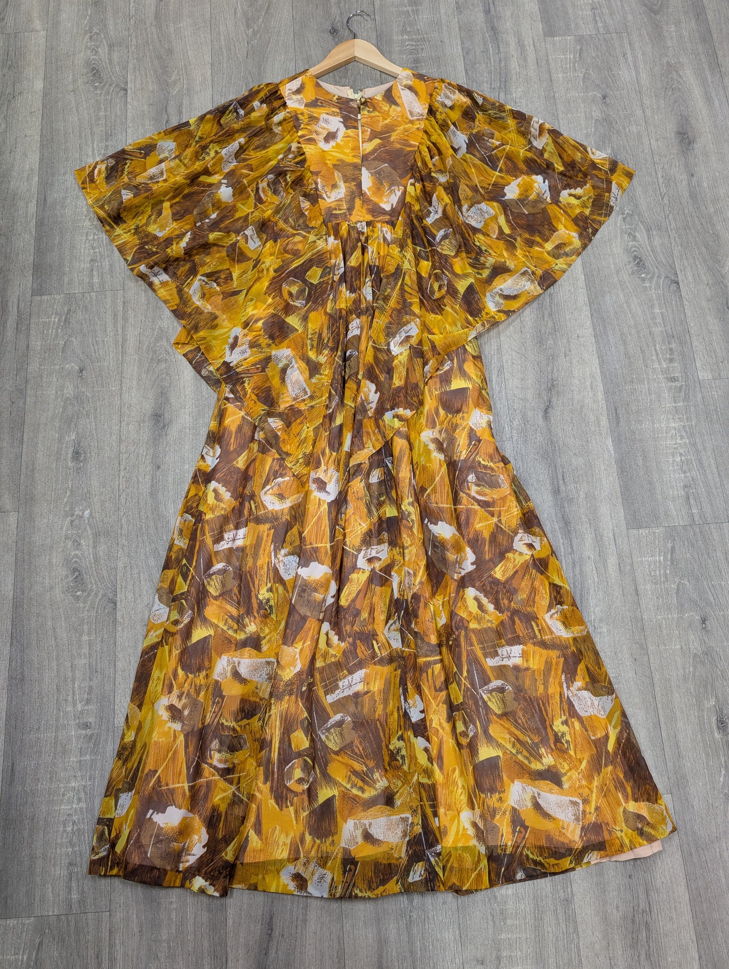 1970s abstract print maxi dress - S