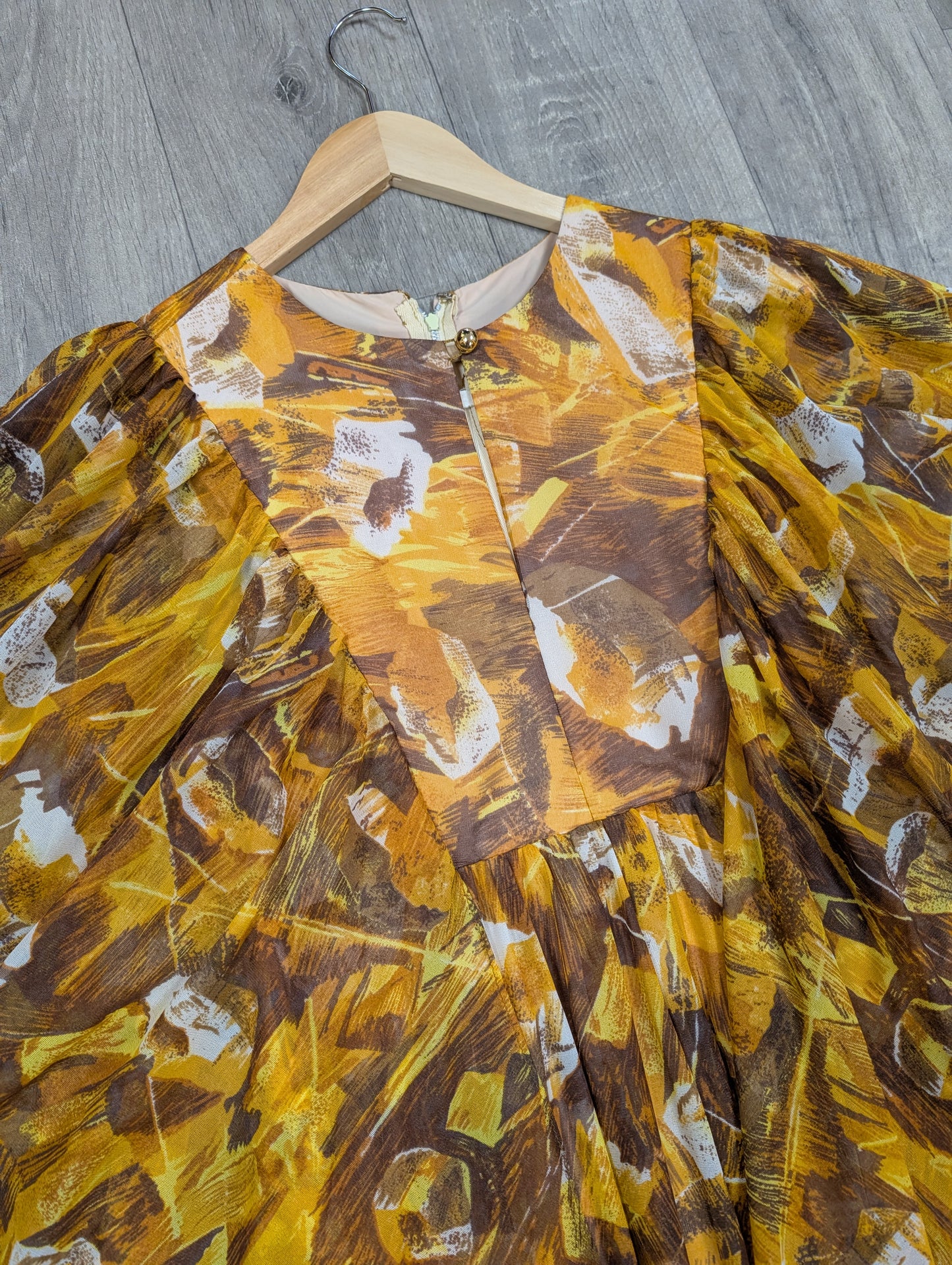 1970s abstract print maxi dress - S