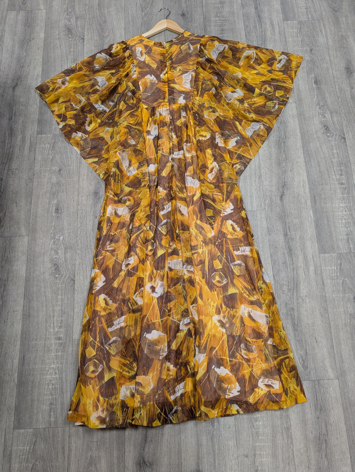 1970s abstract print maxi dress - S