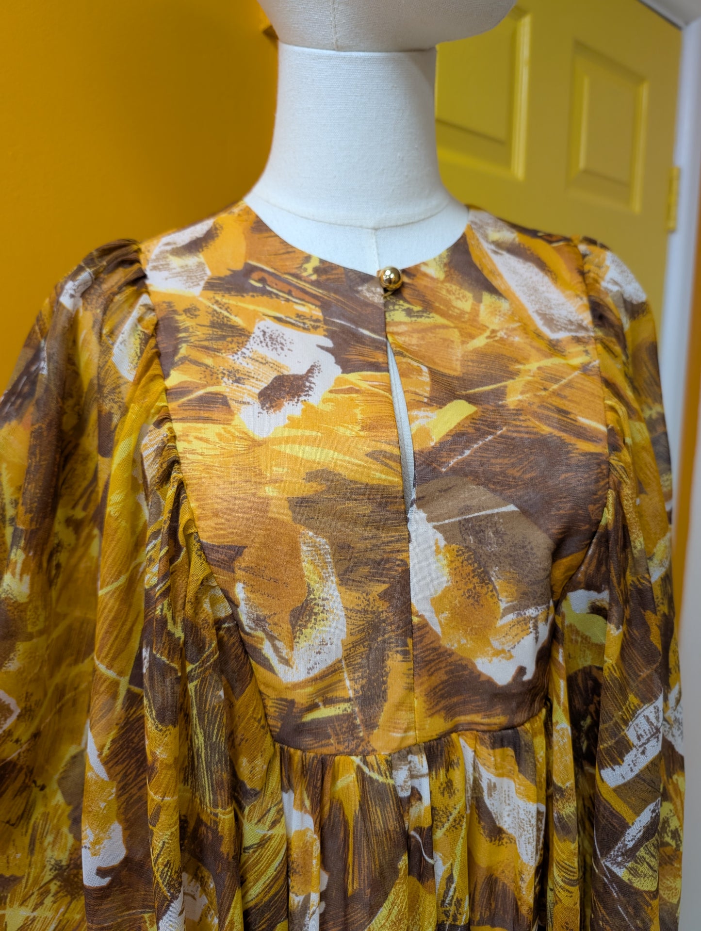 1970s abstract print maxi dress - S
