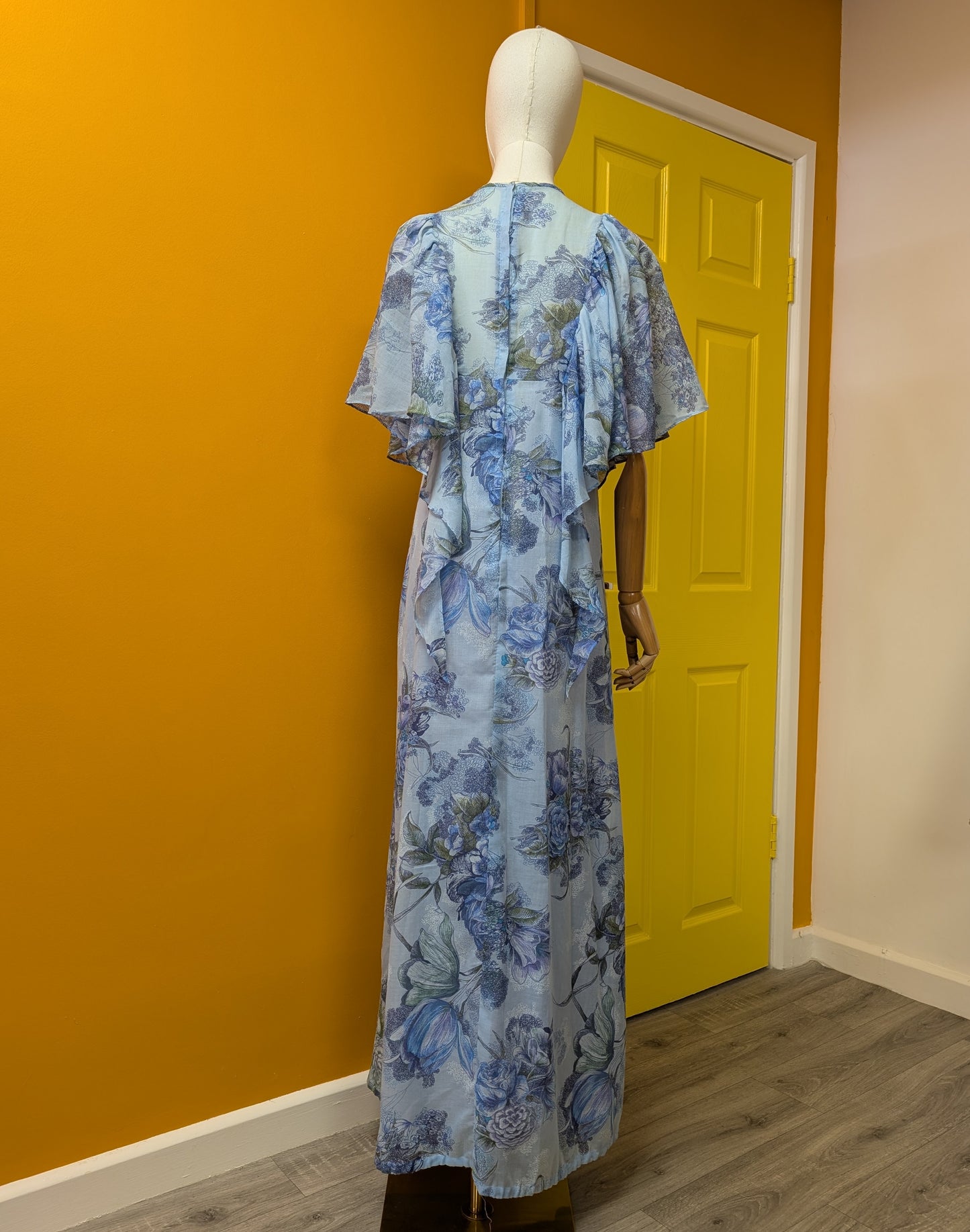 1970s Shelana blue maxi dress - Size 10