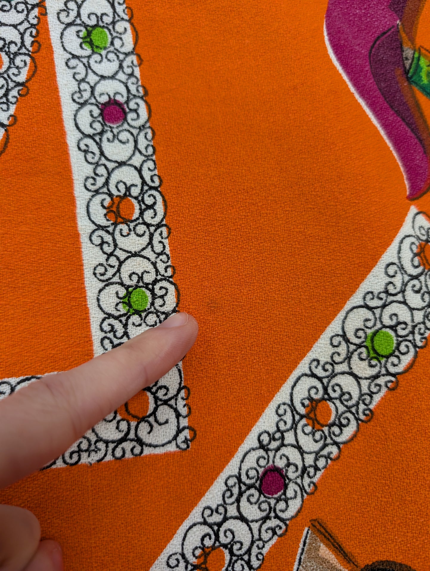 1950s orange Spanish/matador tablecloth