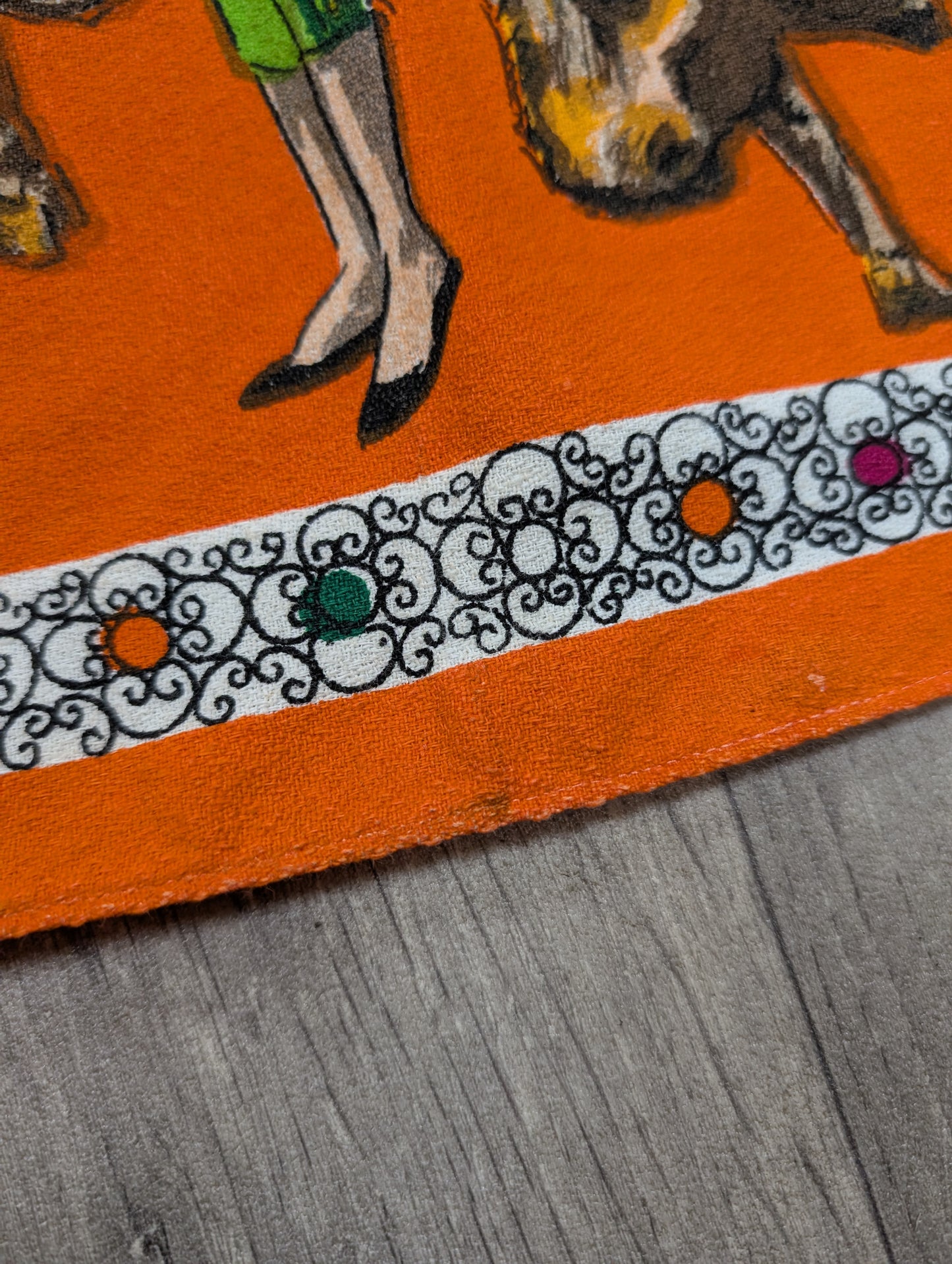 1950s orange Spanish/matador tablecloth