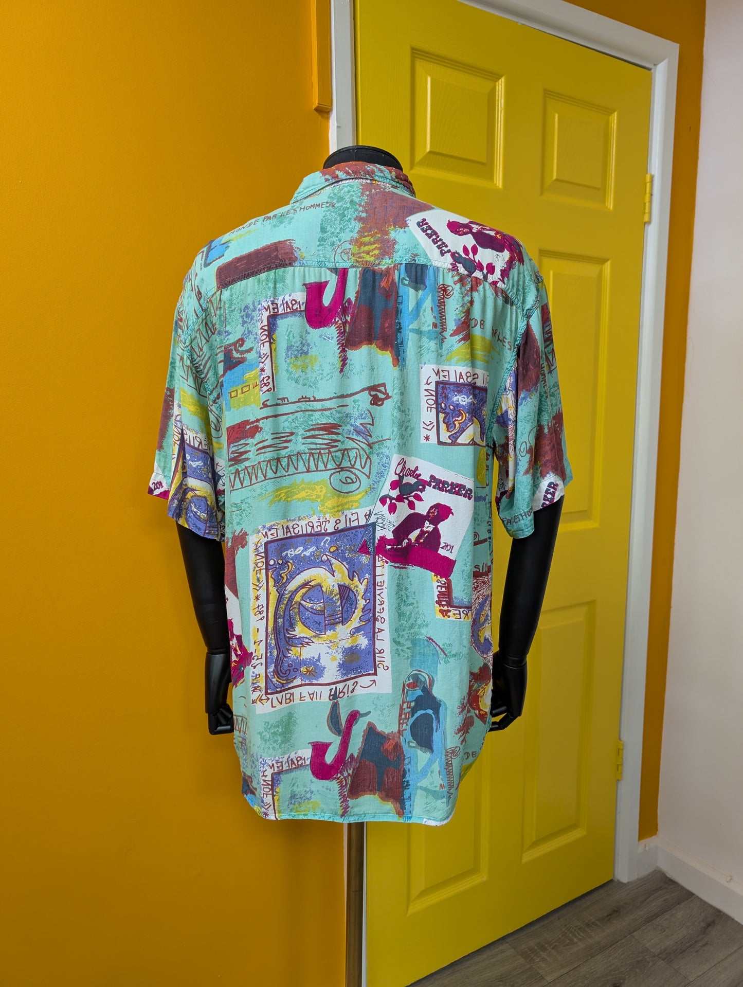 1990s C&A Charlie Parker novelty print shirt