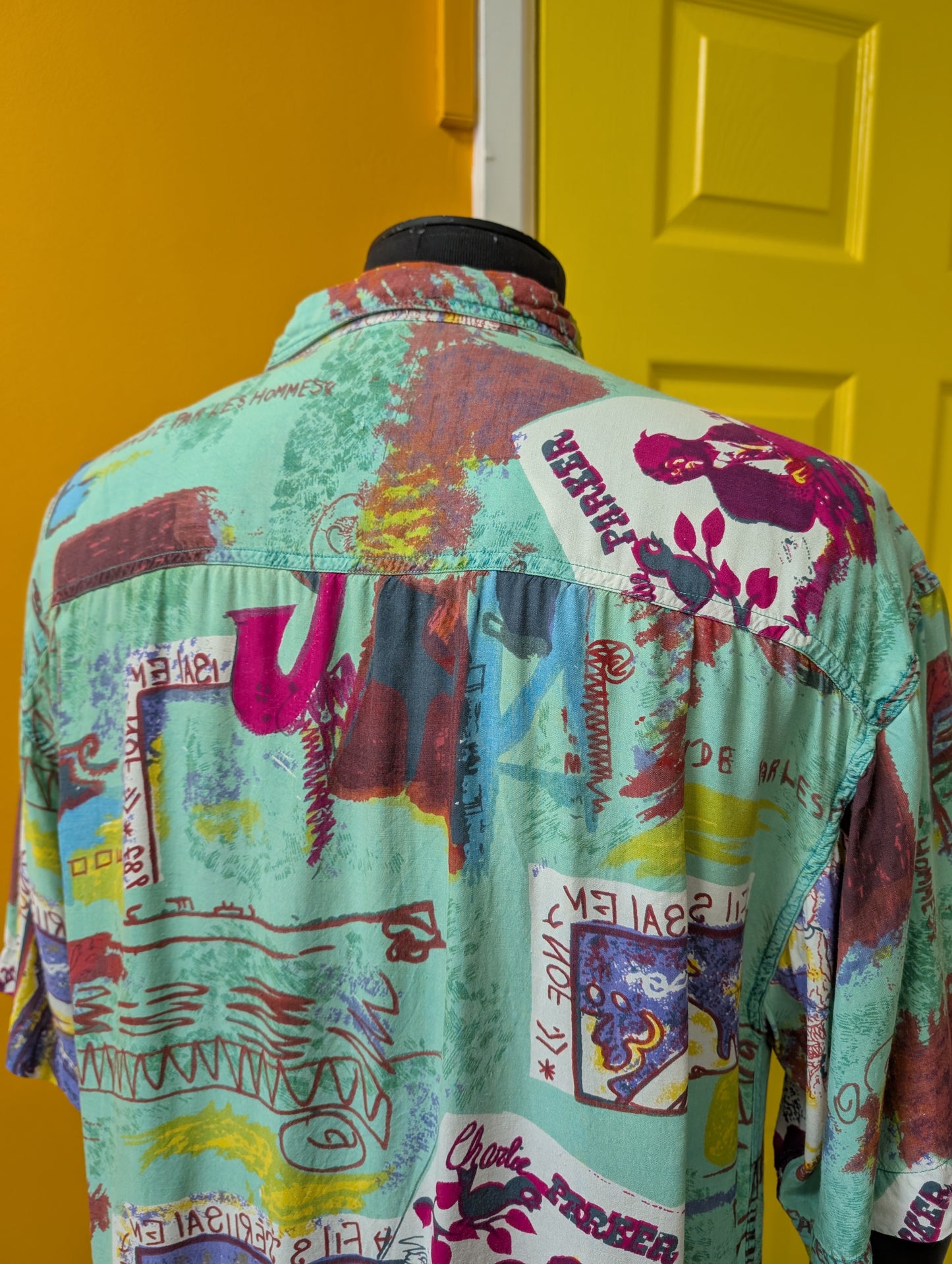1990s C&A Charlie Parker novelty print shirt
