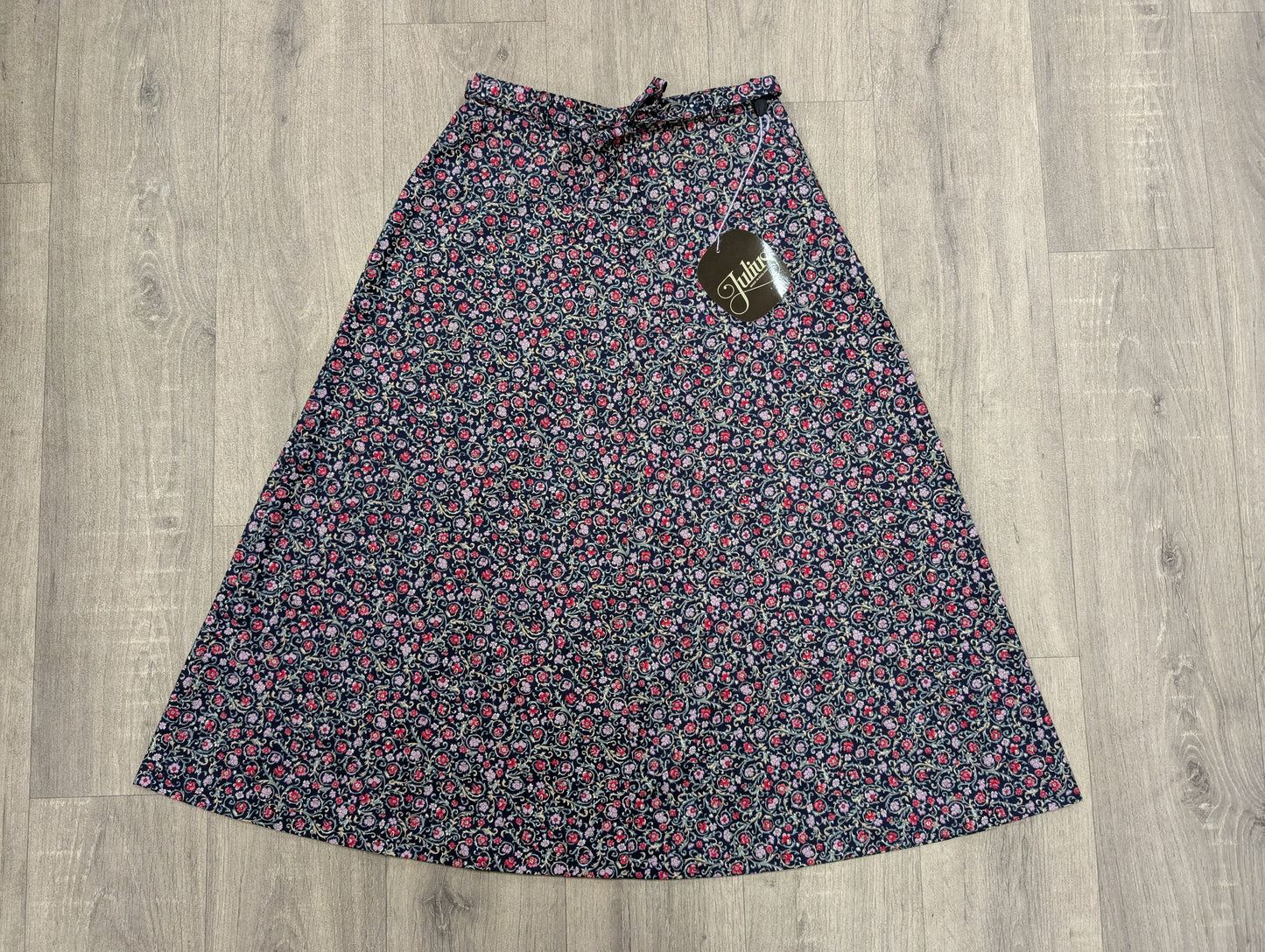 Deadstock 1970s Julius floral cotton skirt and belt - 24"W