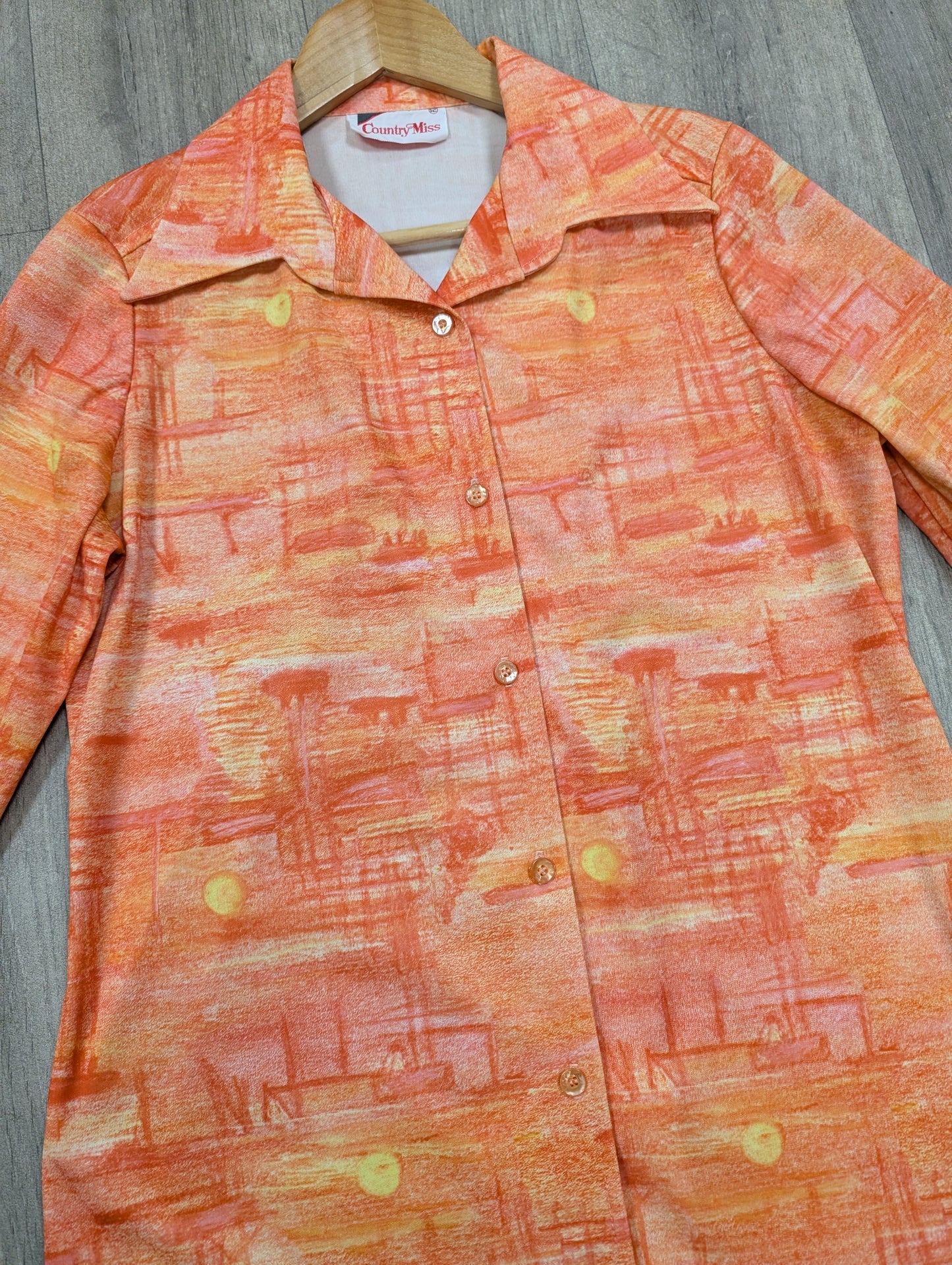 1970s Country Miss dagger collar shirt - S/M
