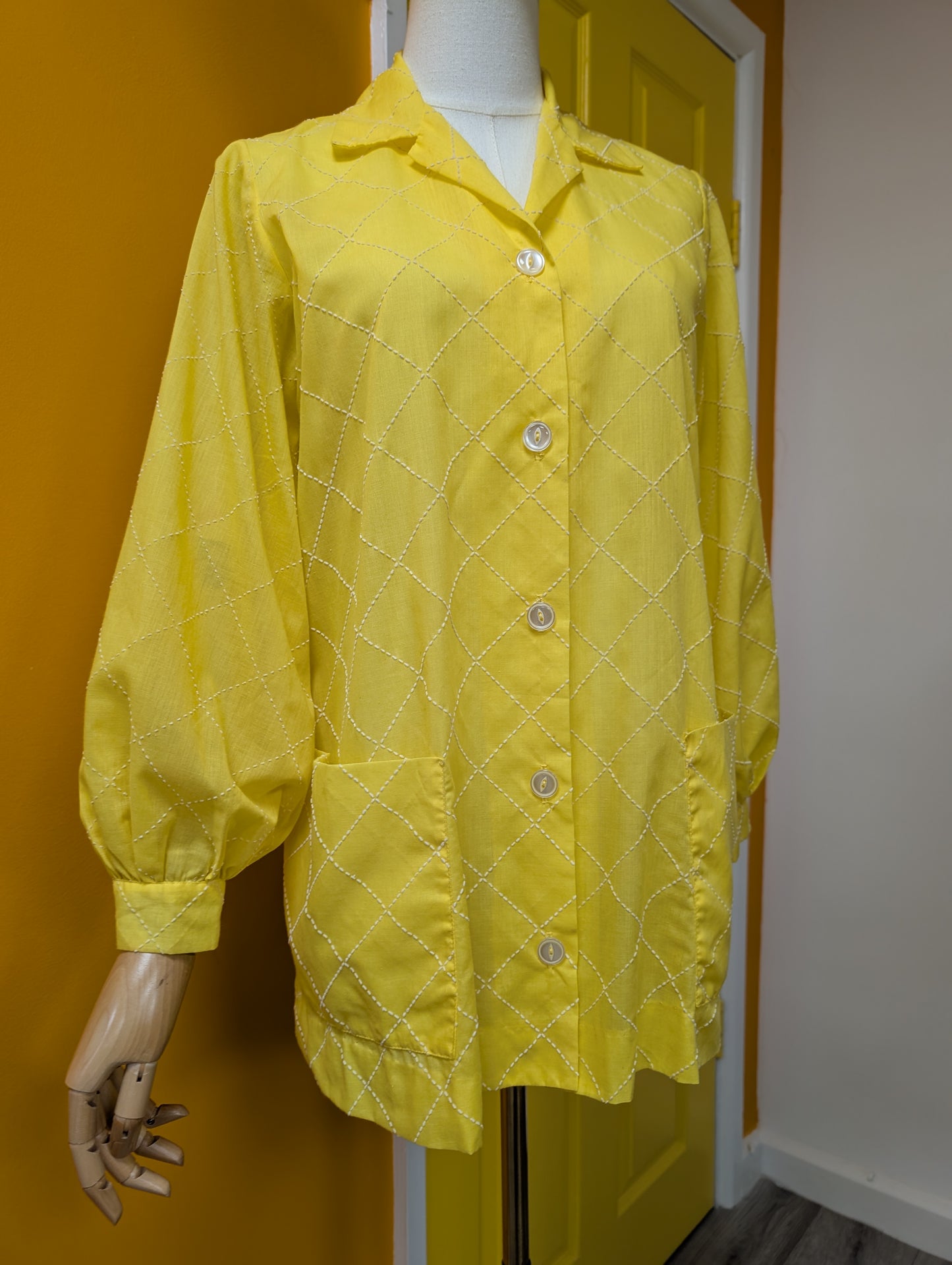1960s yellow embroidered shirt/jacket - S/M