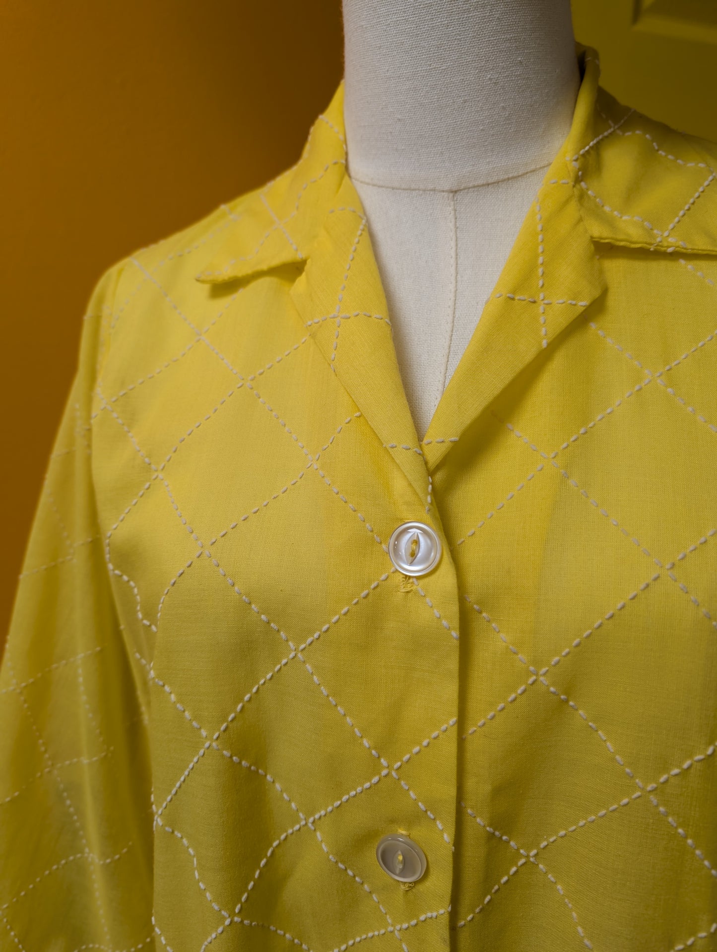 1960s yellow embroidered shirt/jacket - S/M