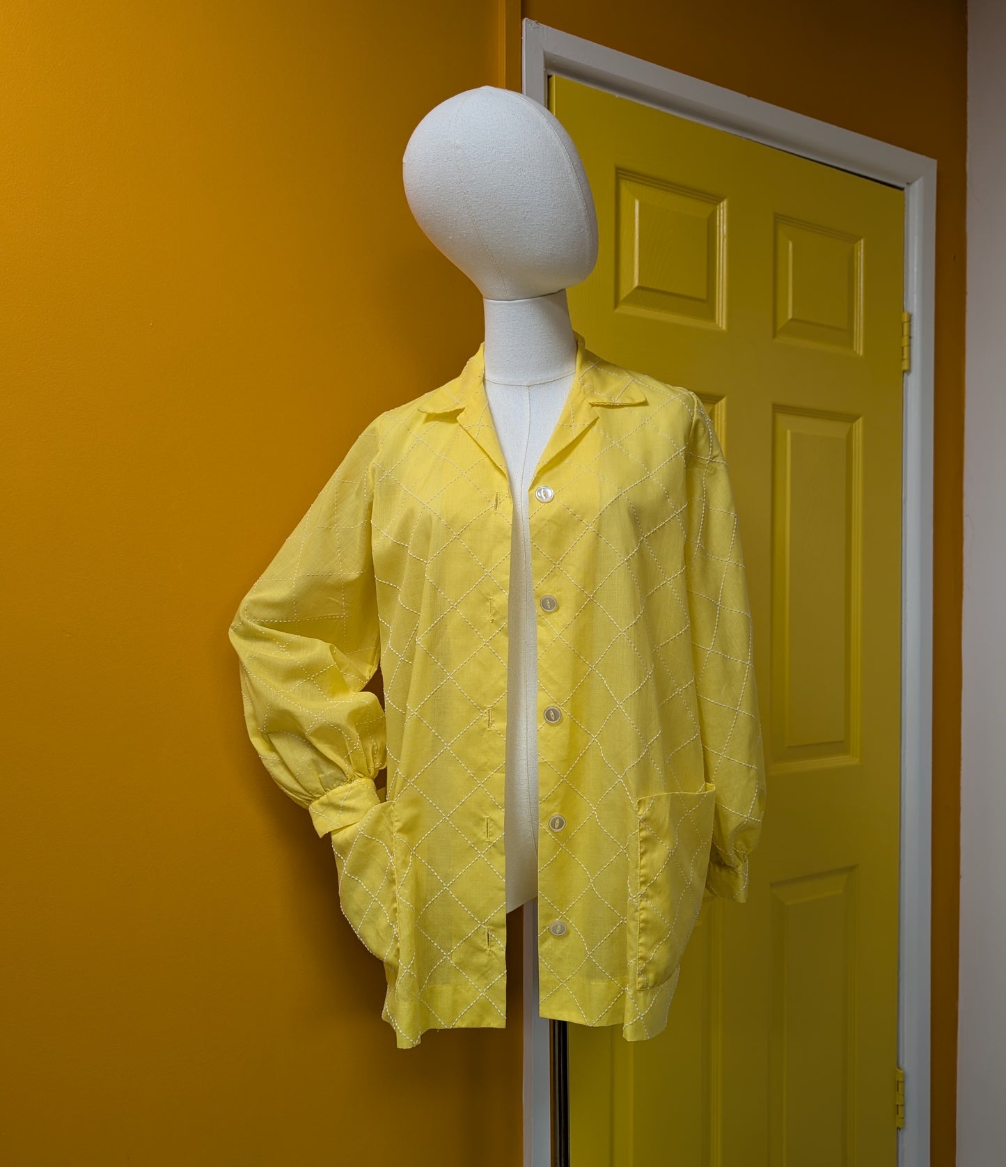 1960s yellow embroidered shirt/jacket - S/M