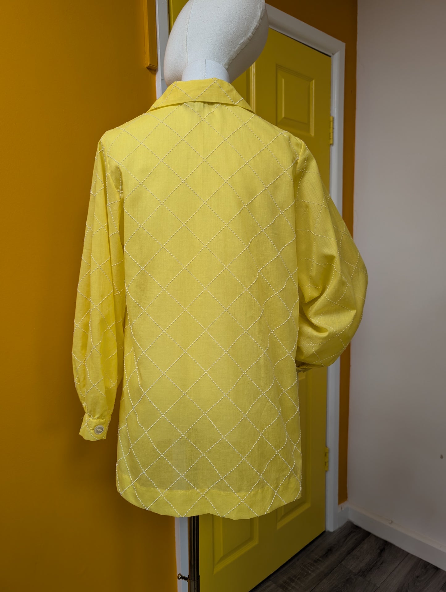 1960s yellow embroidered shirt/jacket - S/M
