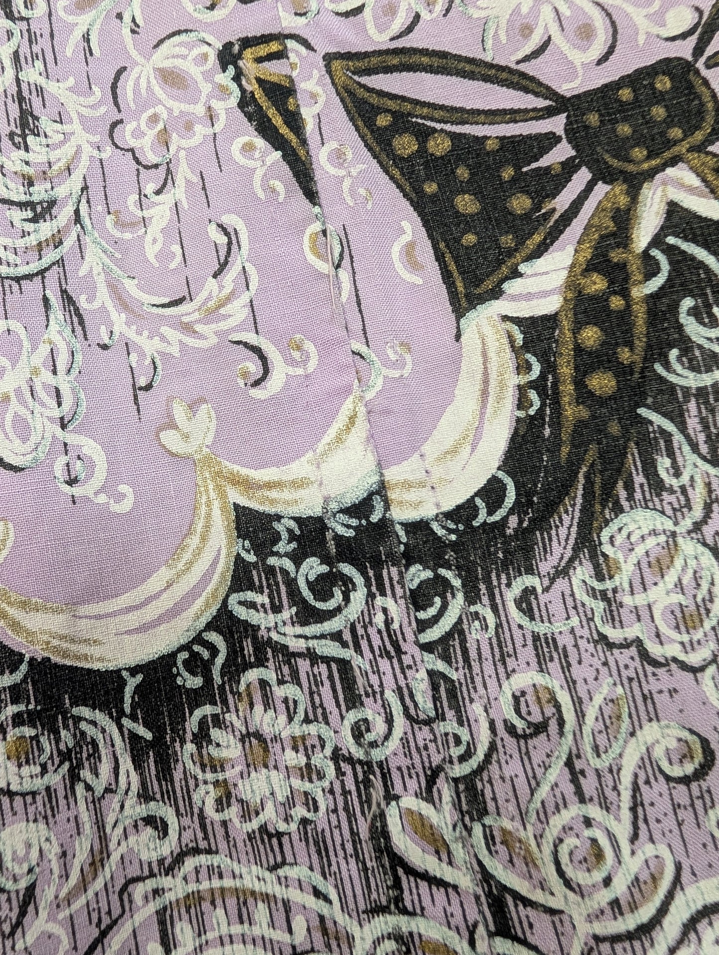1950s novelty bow print skirt purple/black - 27" waist