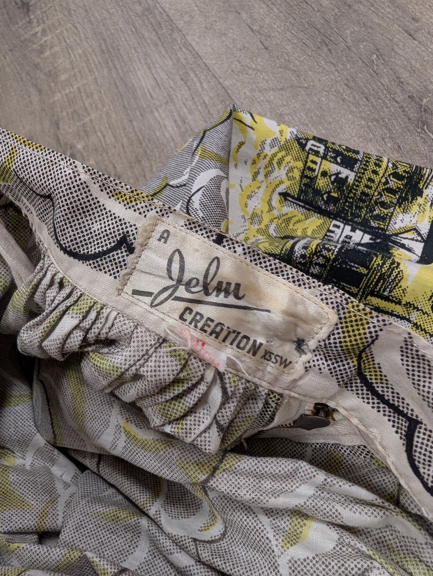 1950s novelty print Venice gondola cotton skirt - 23" waist