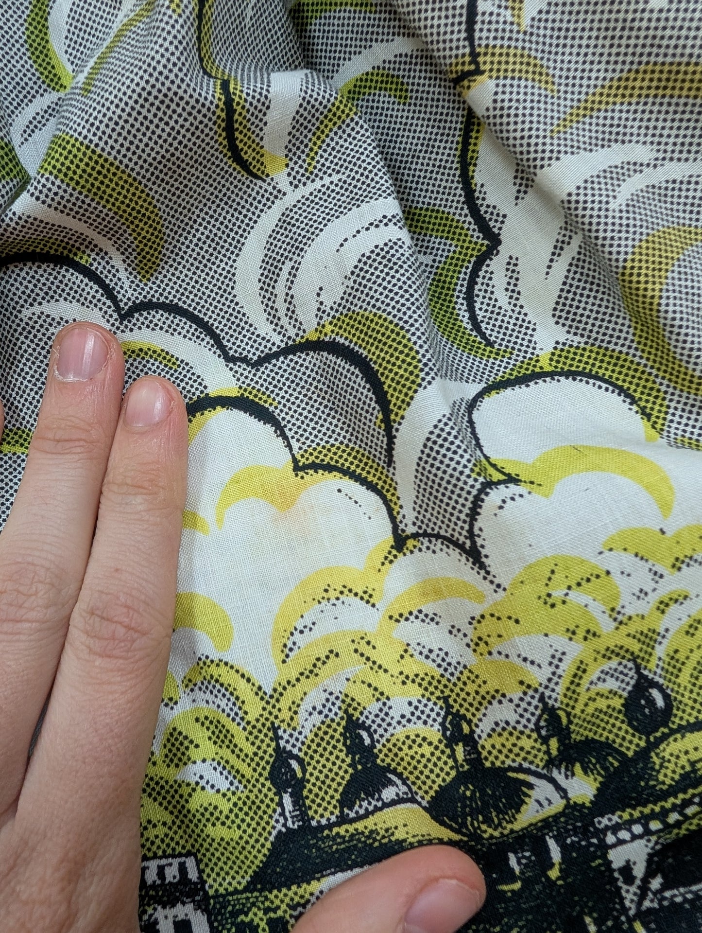 1950s novelty print Venice gondola cotton skirt - 23" waist