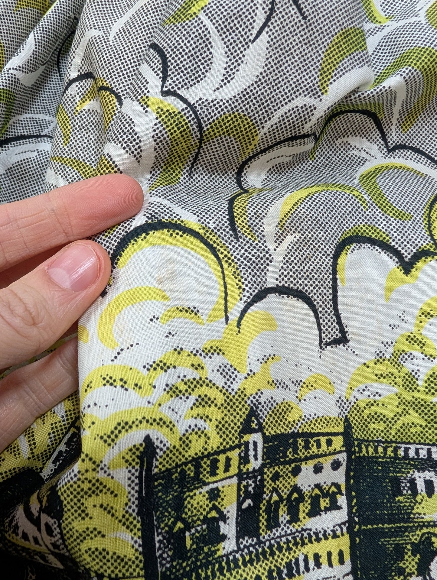 1950s novelty print Venice gondola cotton skirt - 23" waist