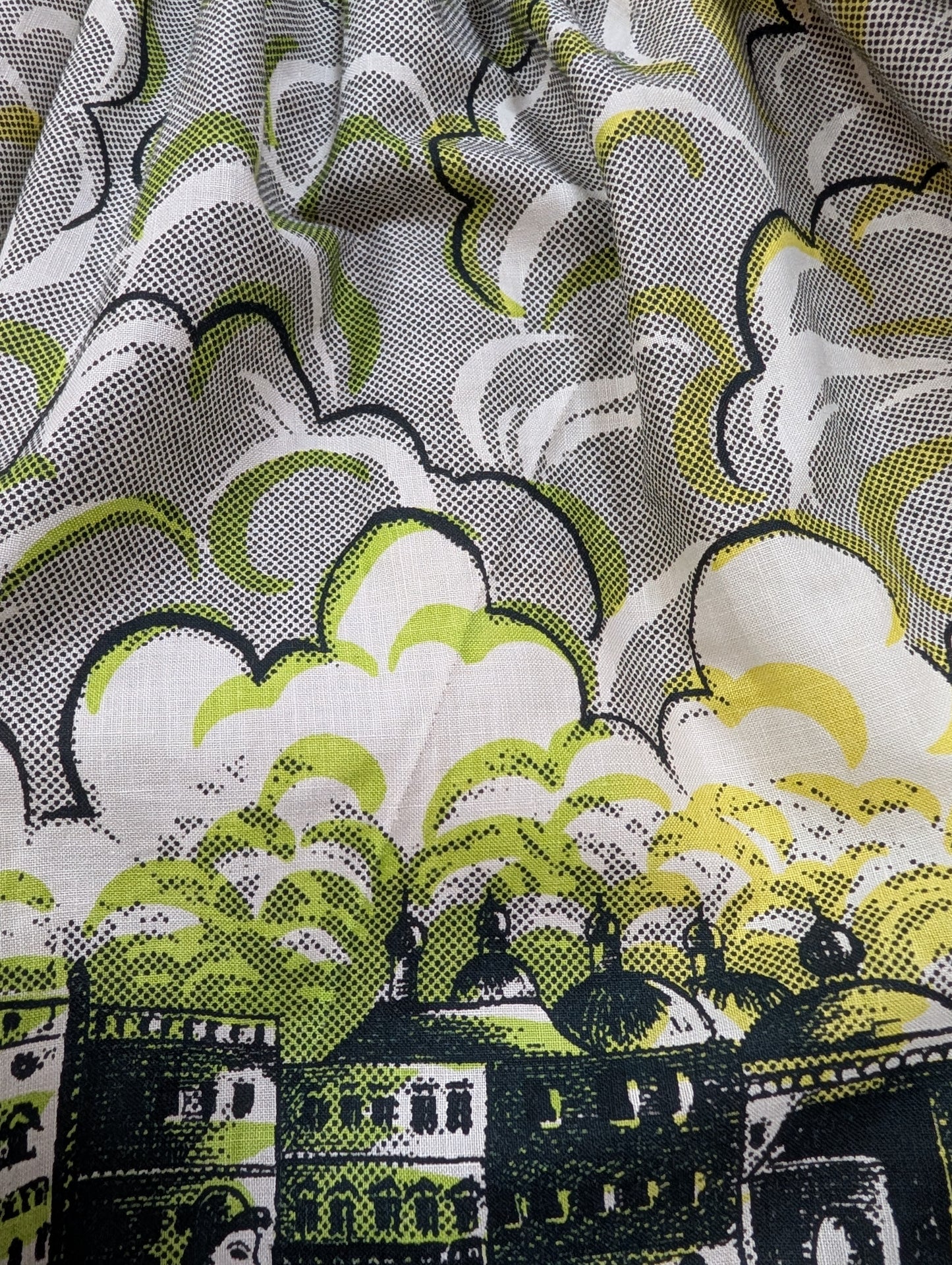 1950s novelty print Venice gondola cotton skirt - 23" waist