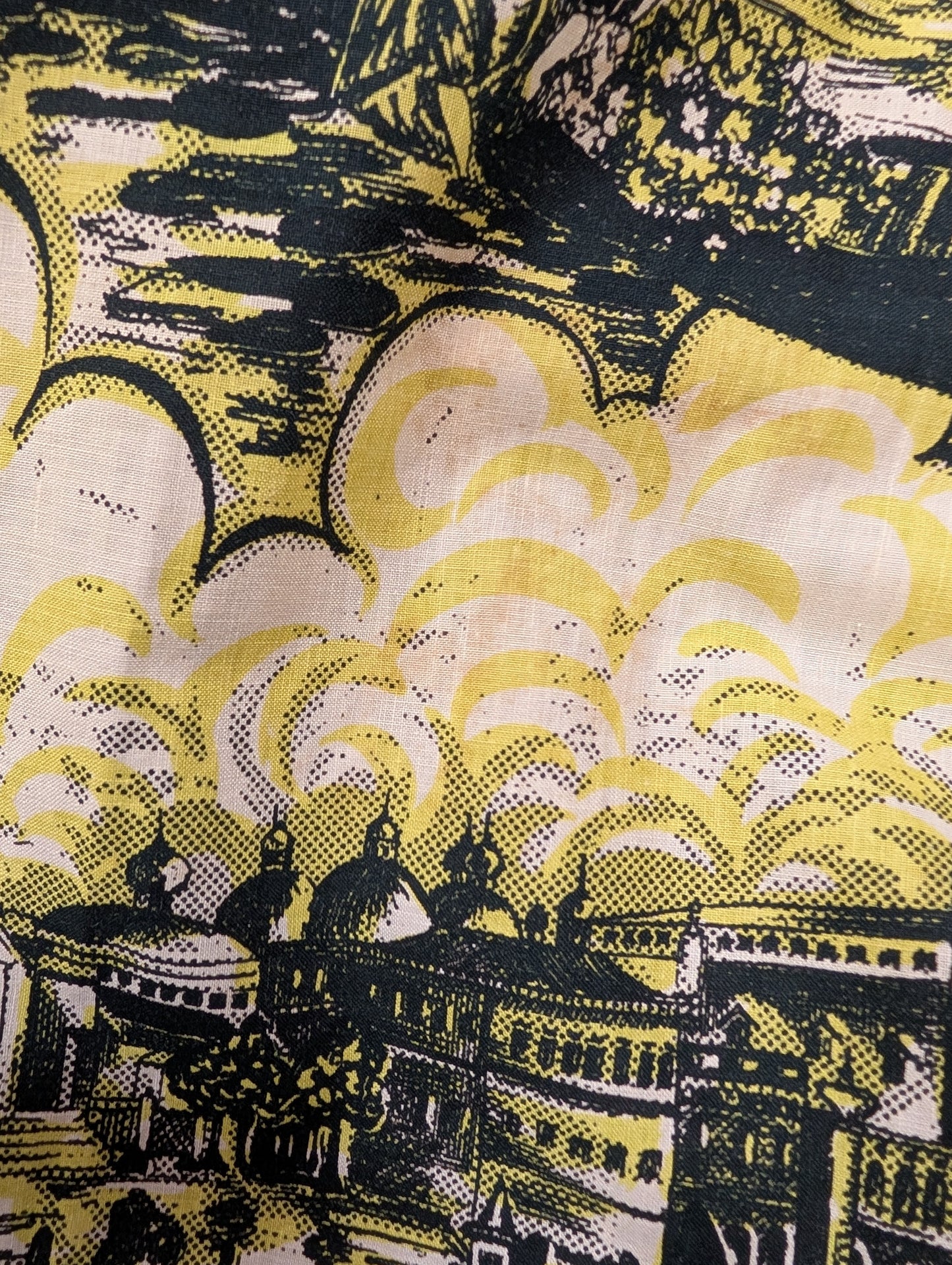 1950s novelty print Venice gondola cotton skirt - 23" waist