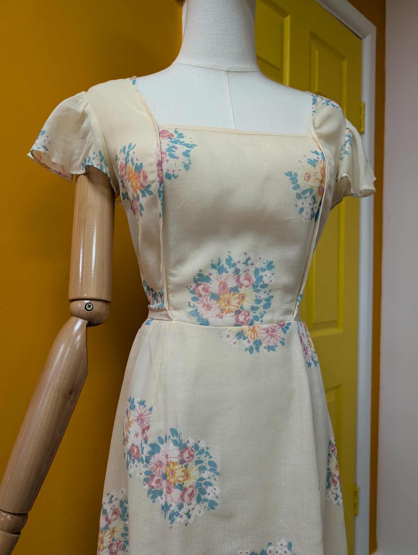 1970s Outlook sheer floral maxi dress - Size 8