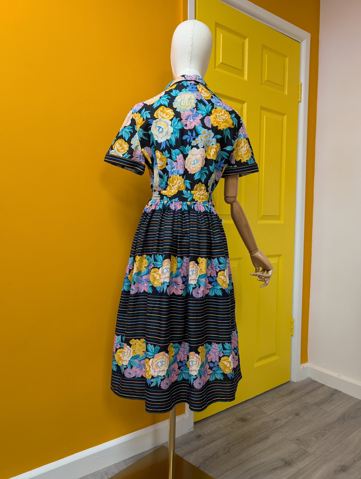 70s/80s Trina Lewis & Marjon Couture cotton dress - M/12