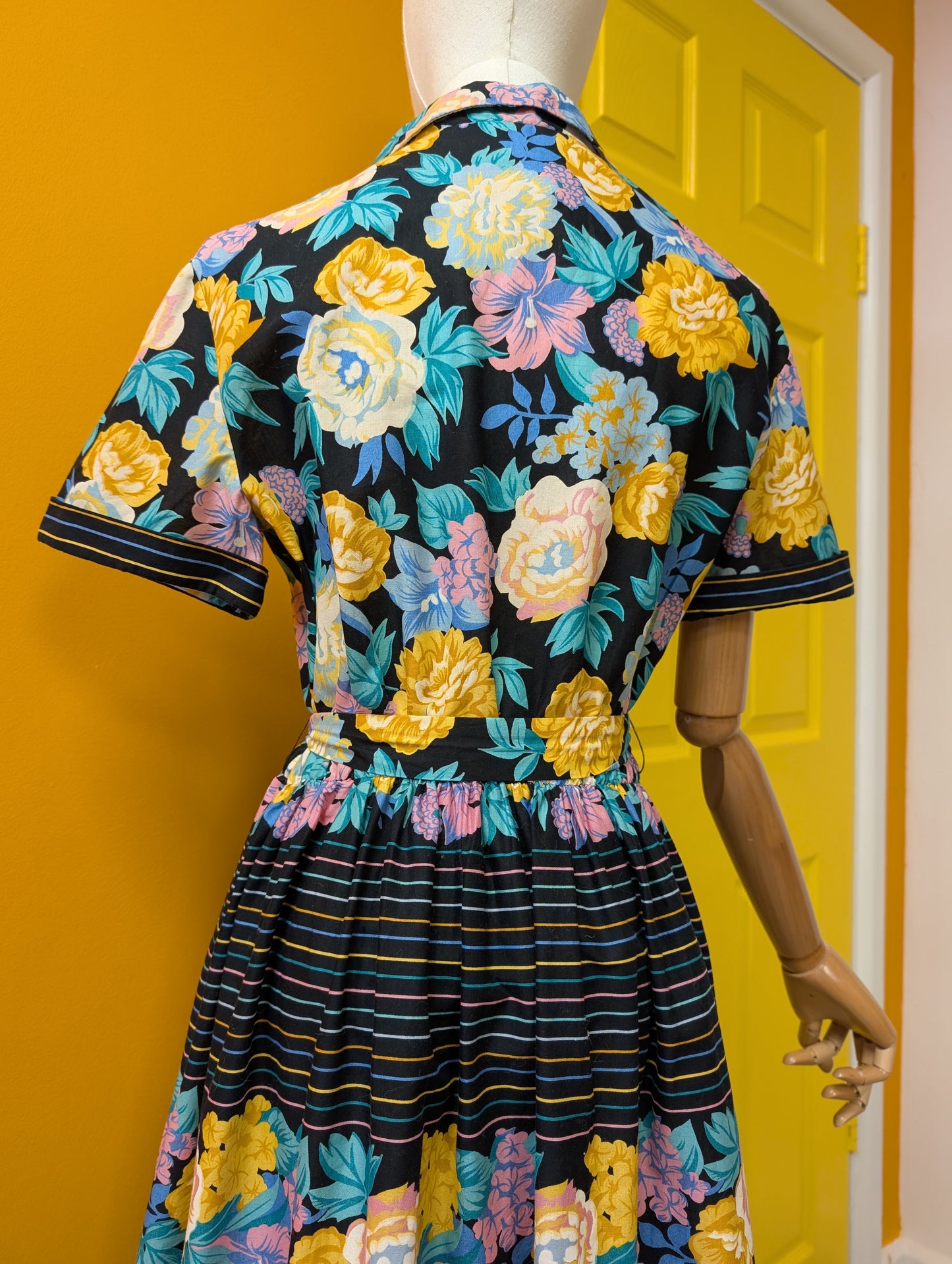 70s/80s Trina Lewis & Marjon Couture cotton dress - M/12
