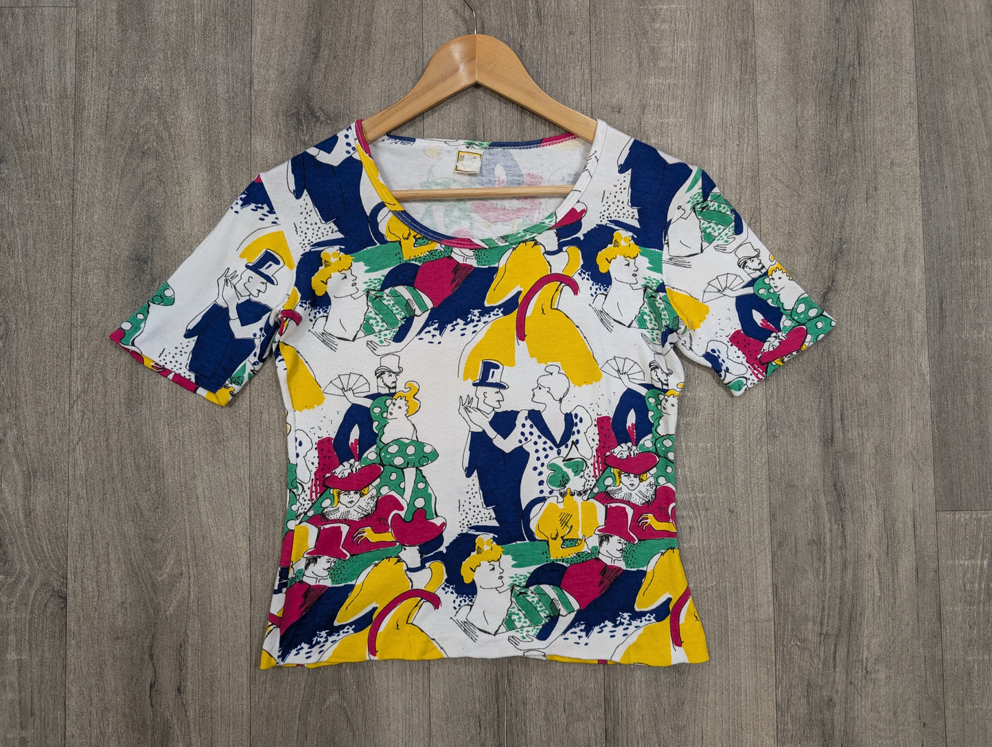 Epic 1970s novelty print cotton t-shirt - S/M