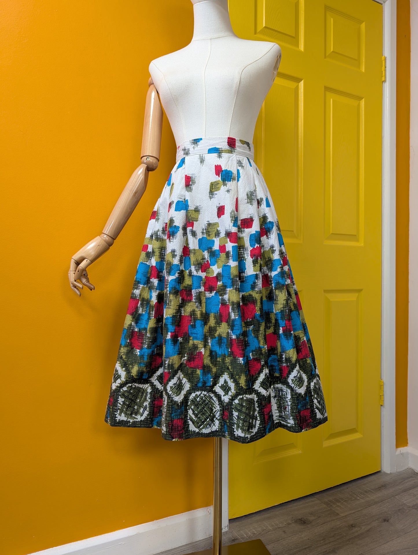 50s/60s cotton skirt - 28" waist