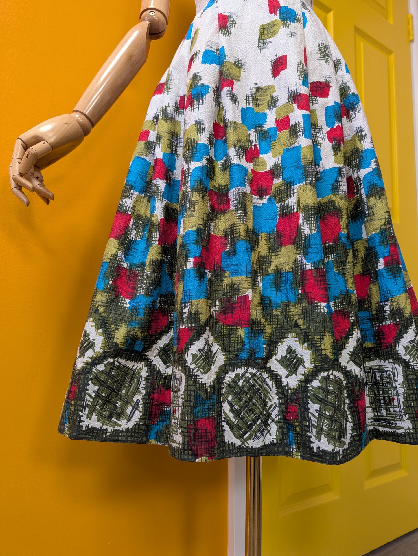 50s/60s cotton skirt - 28" waist