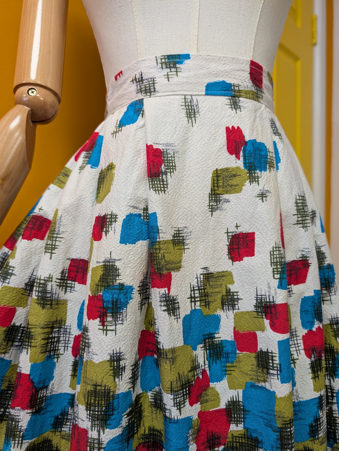50s/60s cotton skirt - 28" waist