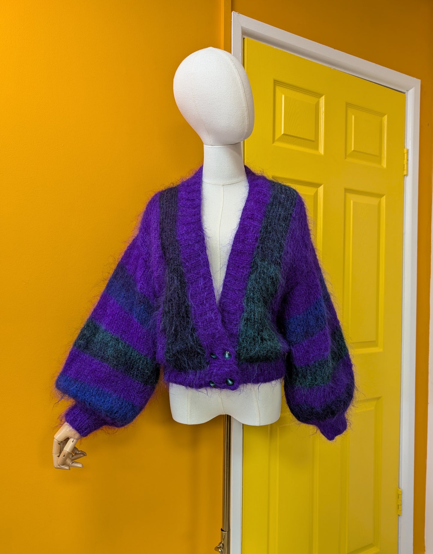 1980s purple mohair cardigan - M