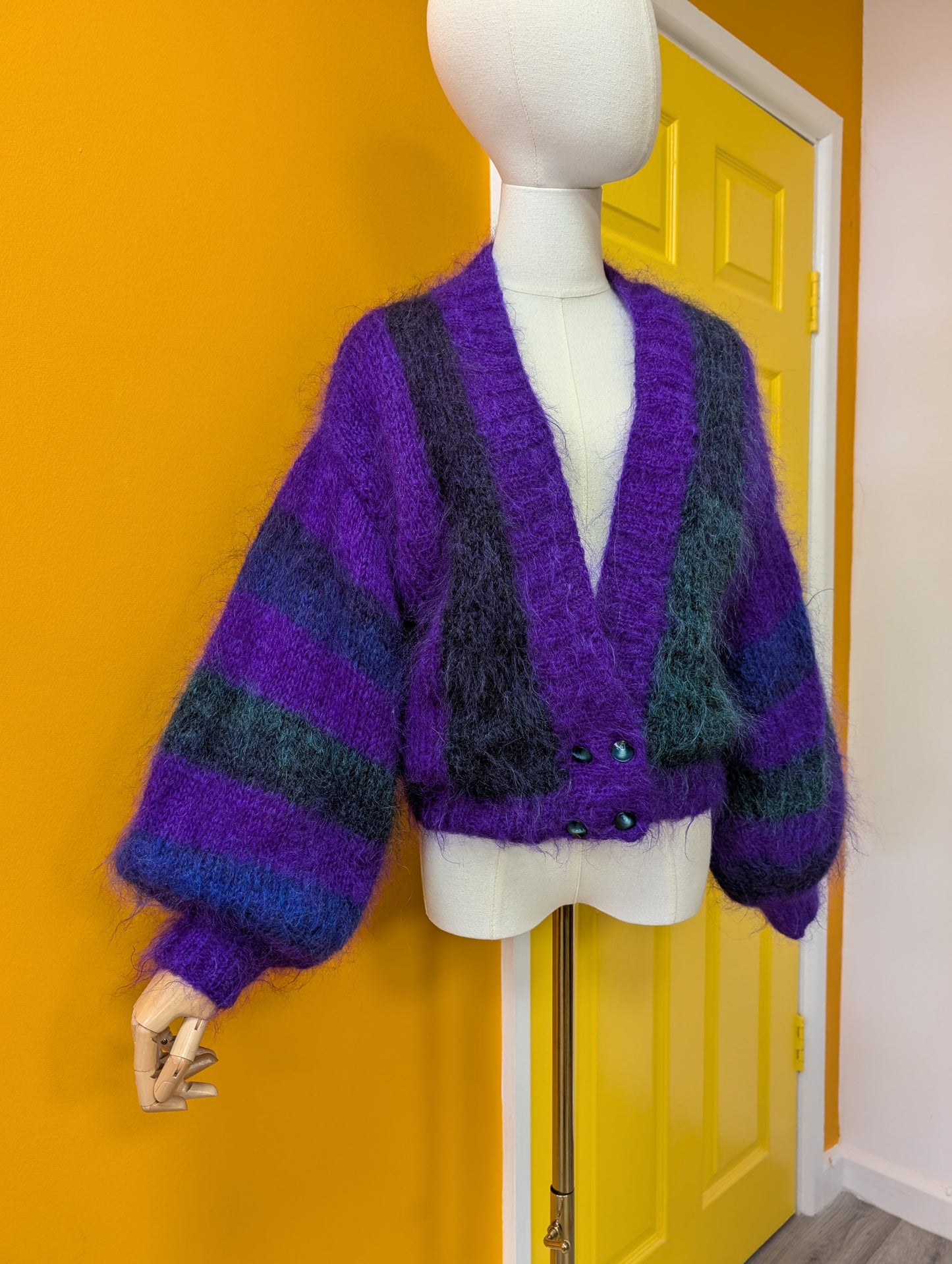 1980s purple mohair cardigan - M