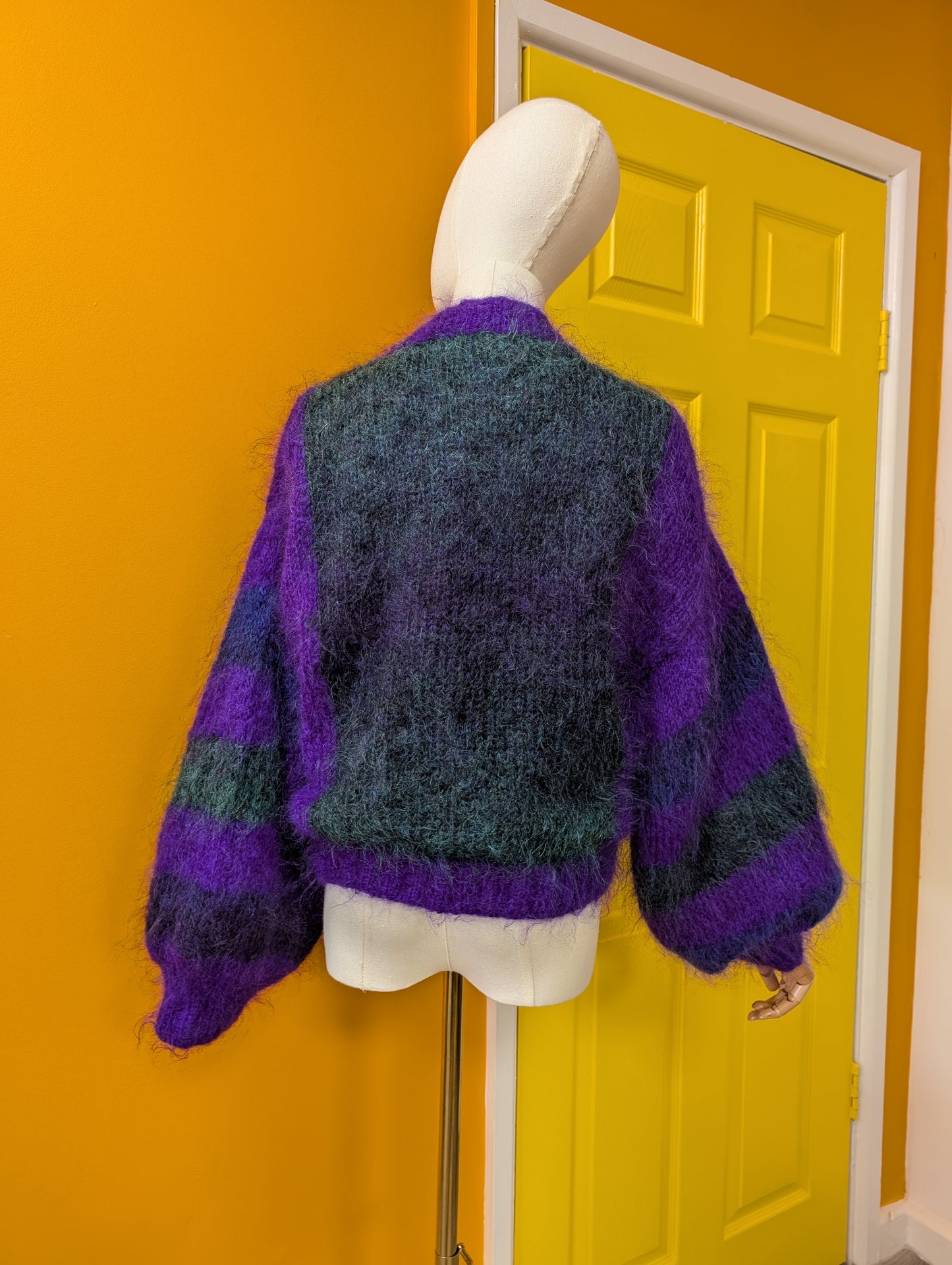 1980s purple mohair cardigan - M